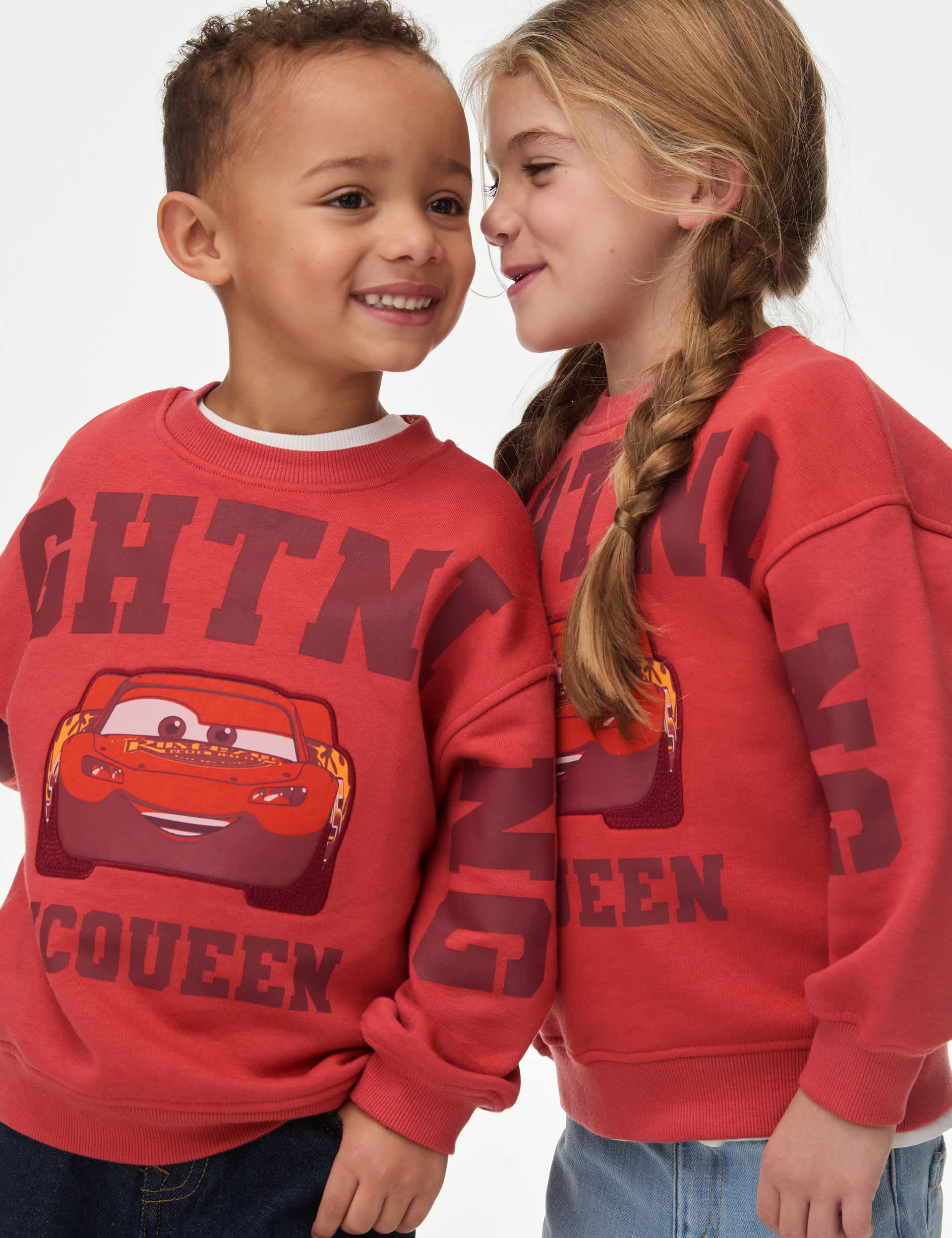 M&S Boys Cotton Rich Cars Sweatshirt (2-8 Yrs) - 5-6 Y - Red, Red