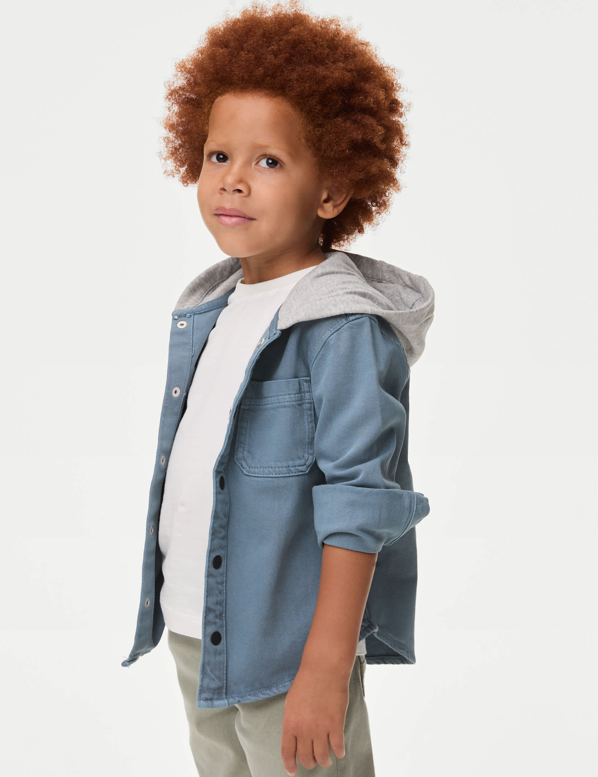 M&S Boys Cotton Rich Hooded Shirt & T-Shirt Set (2-8 Yrs)