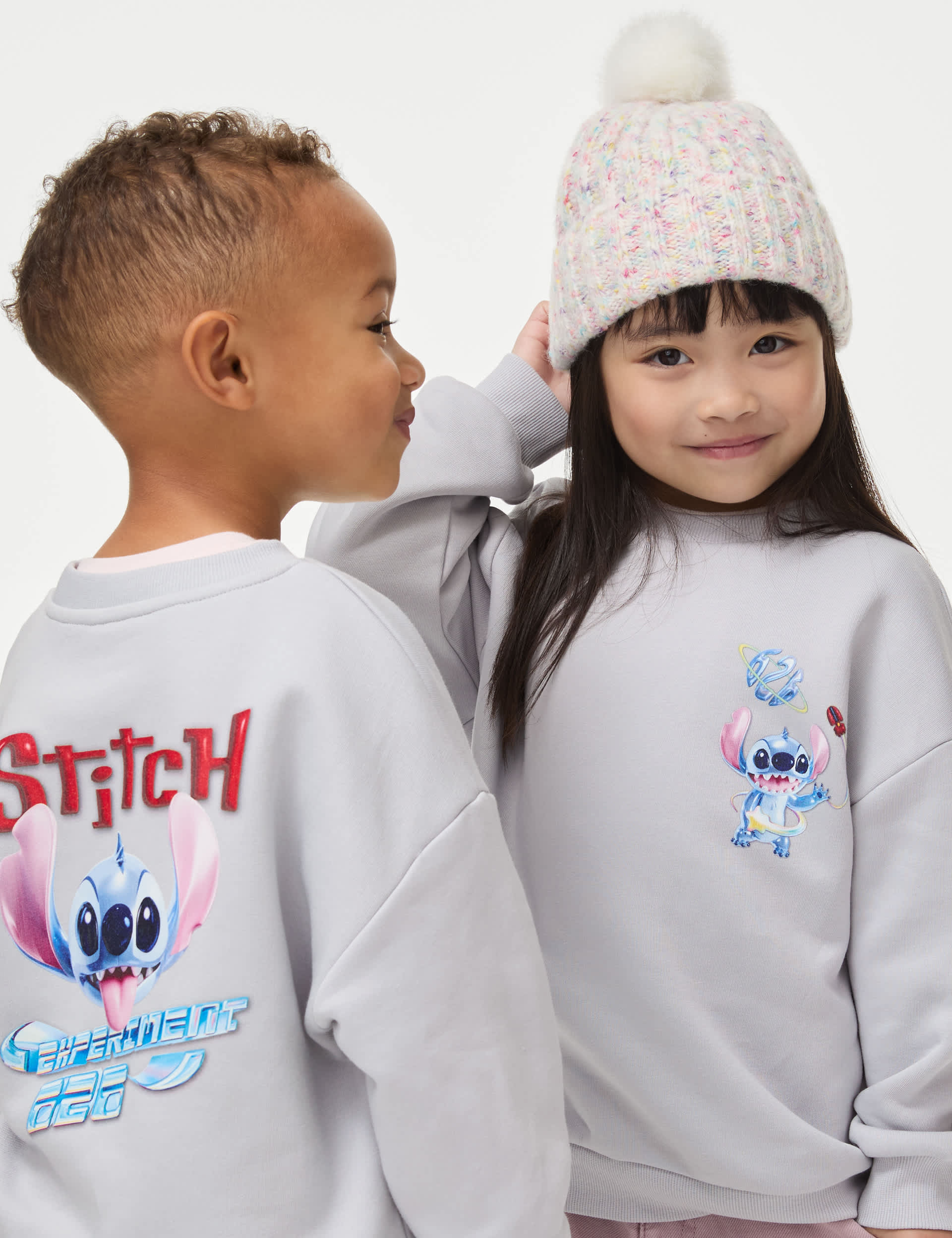 M&S Disney Lilo And Stitch Sweatshirt (2-8 Yrs) - 3-4 Y - Light Grey, Light Grey