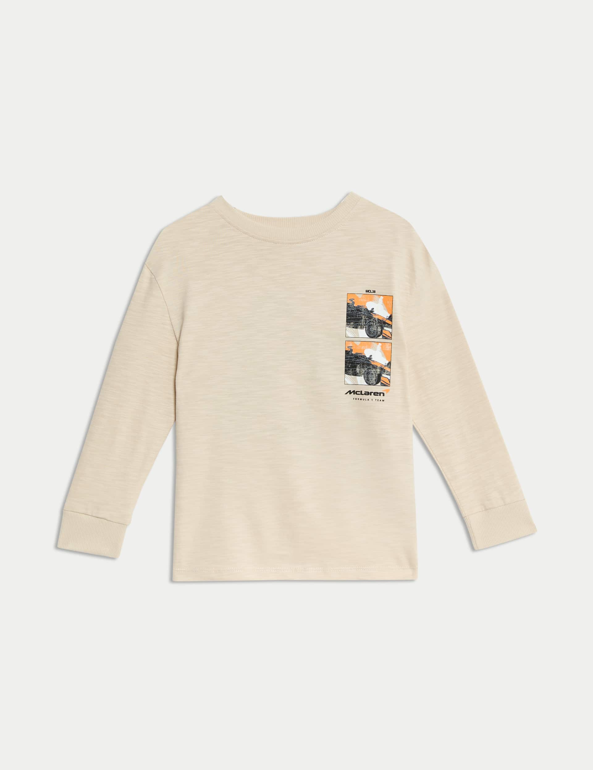 M&S Boys Pure Cotton McLaren™ Top (2-8 Yrs) - 3-4 Y - Neutral, Neutral