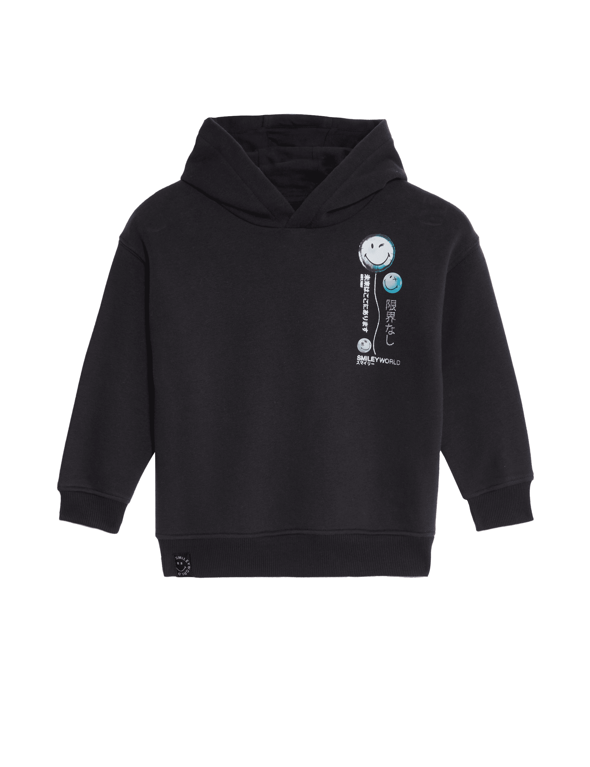 M&S Collection Boys Cotton Rich Smiley World Hoodie (2-8 Yrs) - 3-4 Y - Carbon, Carbon