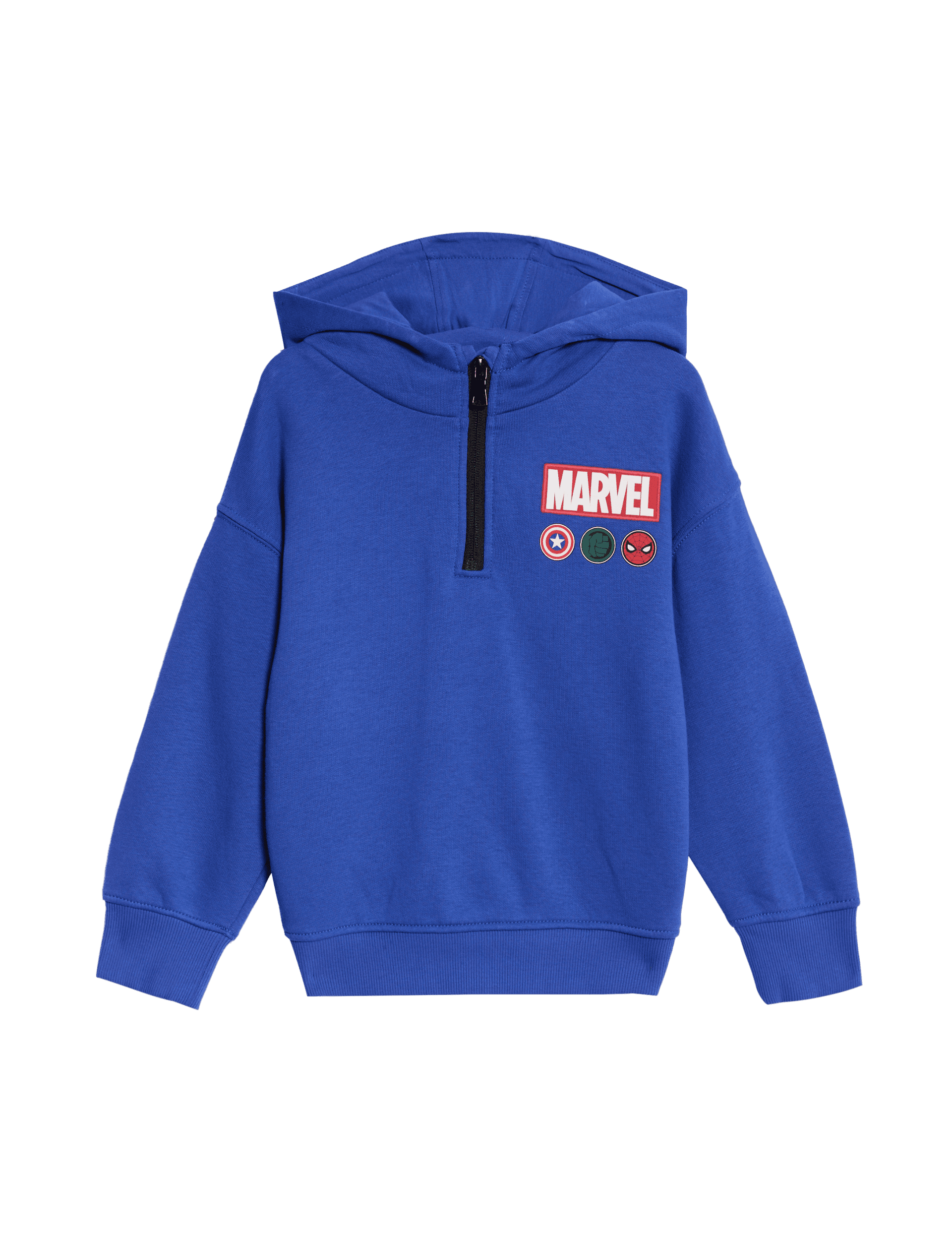 M&S Collection Boys Cotton Rich Marvel Hoodie (2-8 Yrs) - 4-5 Y - Cobalt, Cobalt