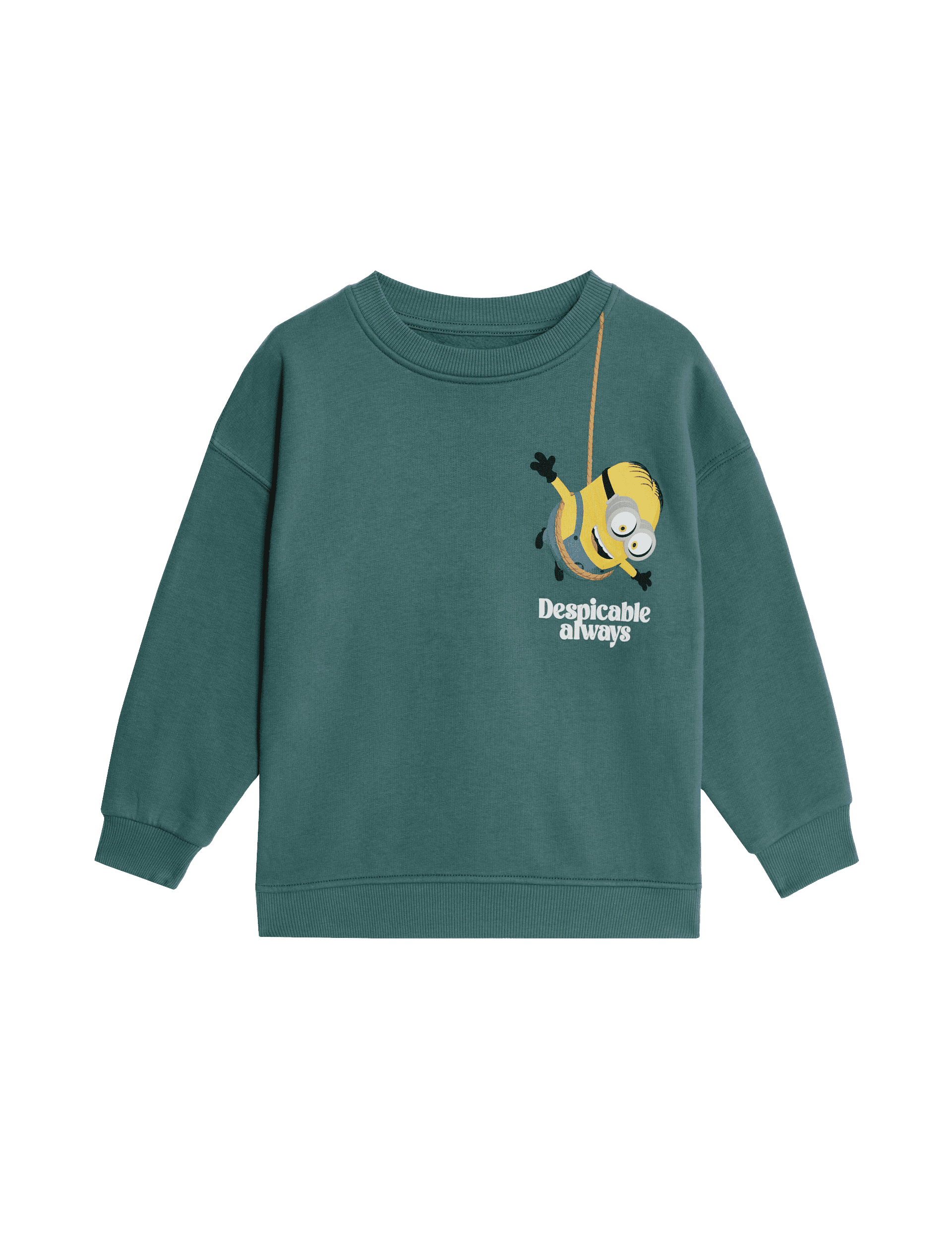 M&S Collection Boys Cotton Rich Despicable Me Minions Sweatshirt (2-8 Yrs) - 3-4 Y - Dark Green, D