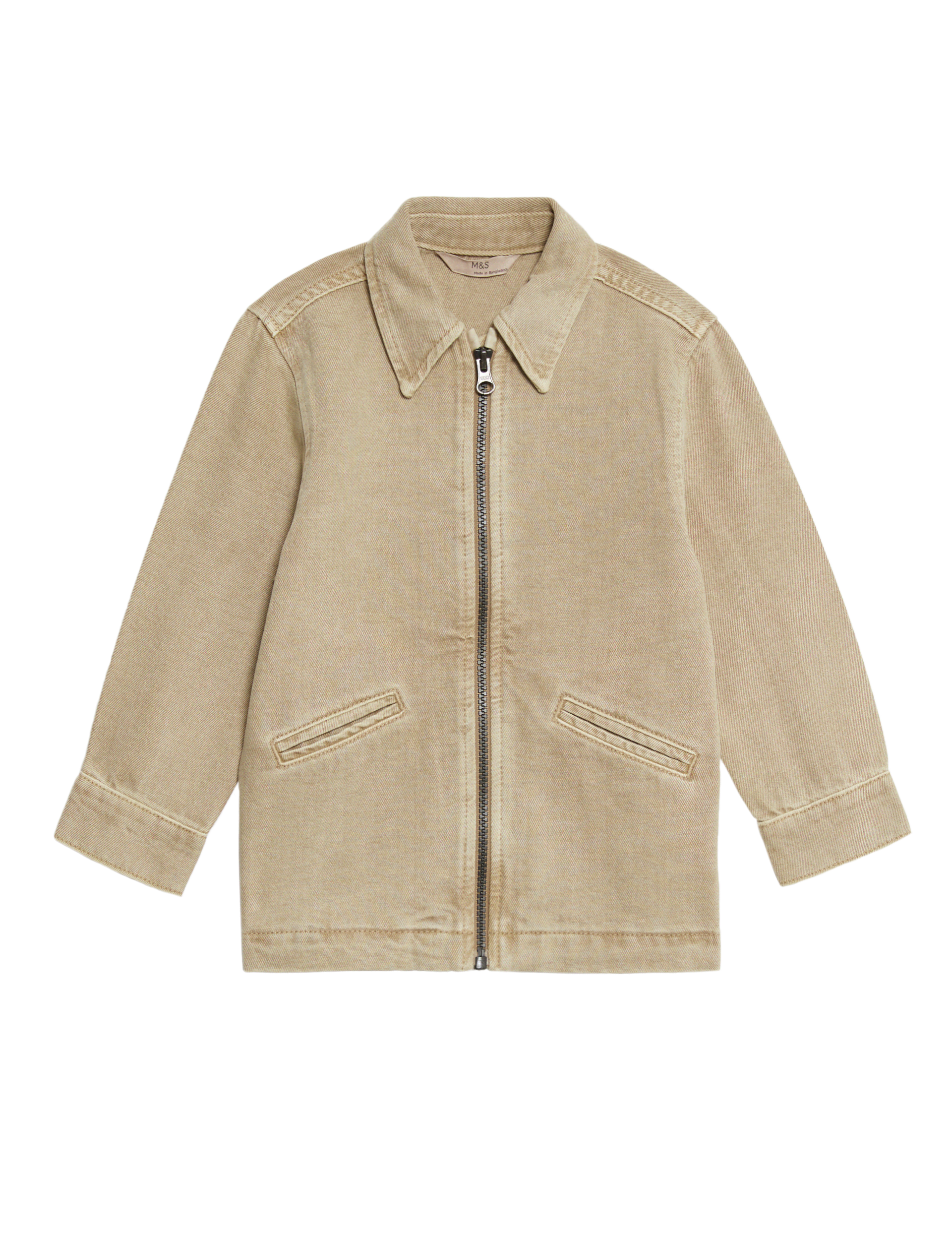 M&S Collection Boys Pure Cotton Collared Jacket (2-16 Yrs) - 3-4 Y - Tan, Tan