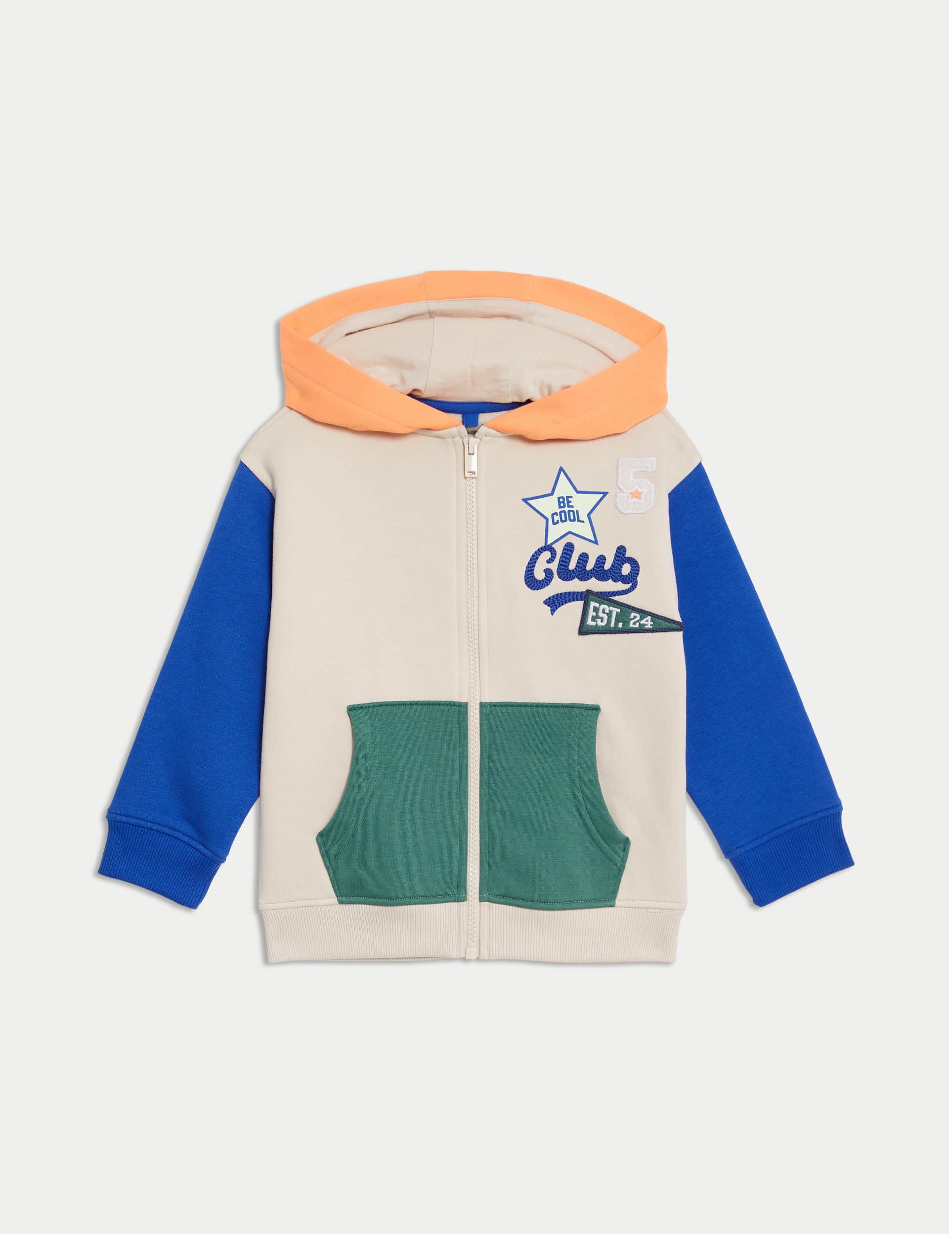 M&S Boys Cotton Rich Slogan Zip Hoodie (2-8 Yrs)