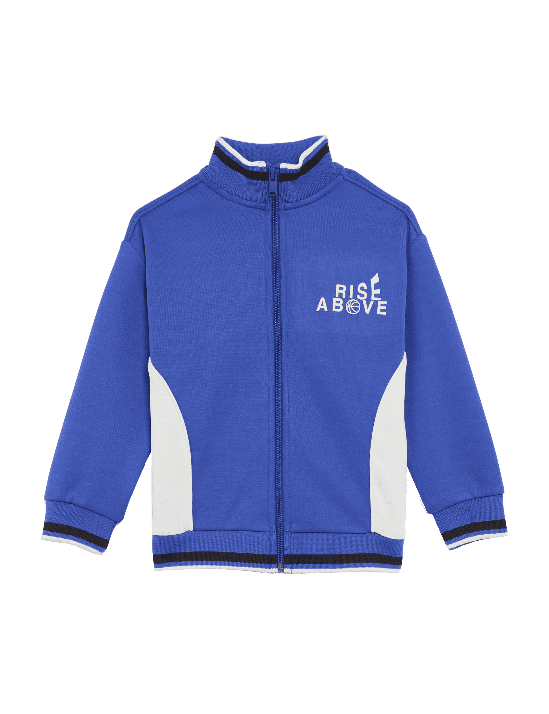 M&S Collection Boys Sporty Slogan Zip Sweatshirt (2-8 Yrs) - 2-3 Y - Cobalt, Cobalt