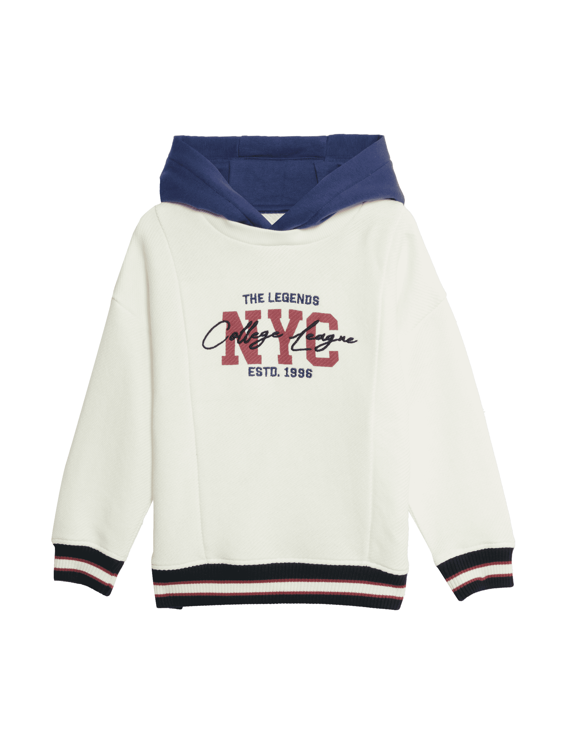 M&S Collection Boys Cotton Rich NYC Hoodie (2-16 Yrs) - 3-4 Y - White, White