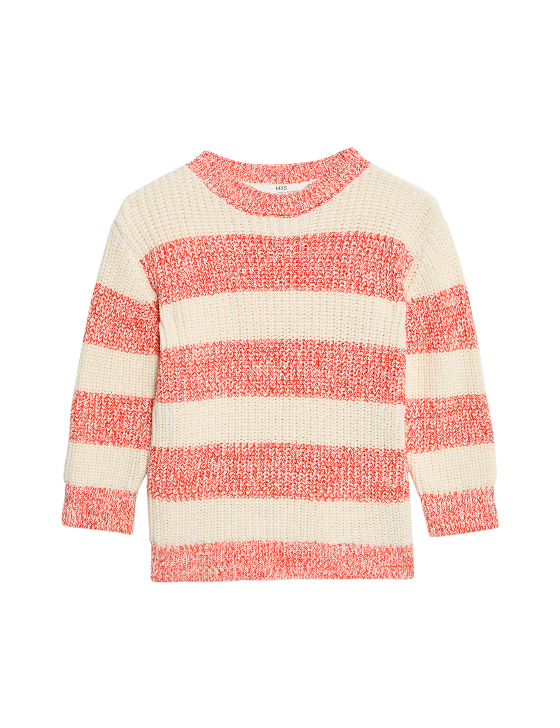 M&S Collection Boys Pure Cotton Striped Jumper (2-8 Yrs) - 3-4 Y - Red Mix, Red Mix