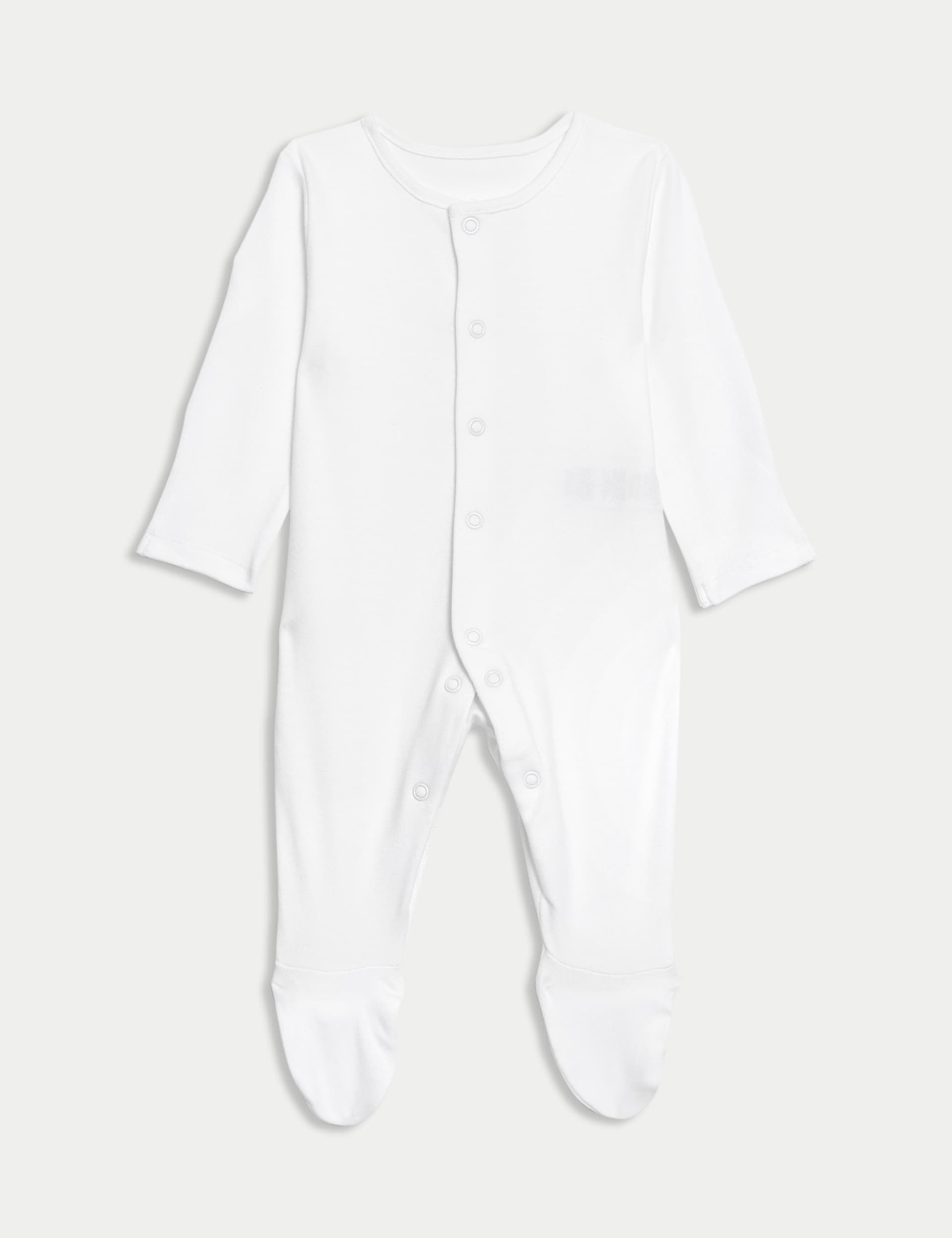 M&S Collection 5pk Pure Cotton Sleepsuits (5lbs-3 Yrs) - NB - White, White