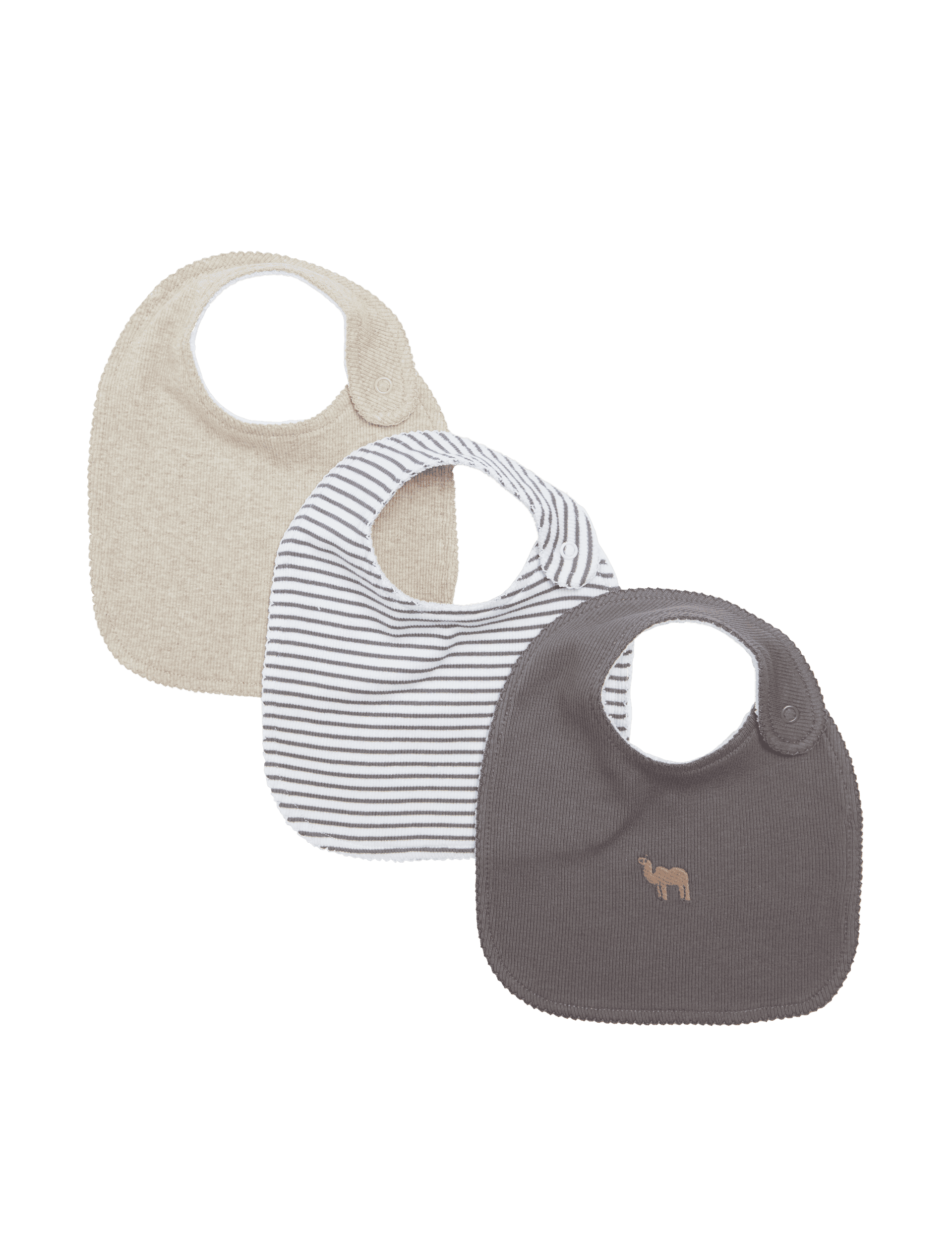 M&S Collection 3pk Cotton Rich Assorted Bibs - Grey Mix, Grey Mix