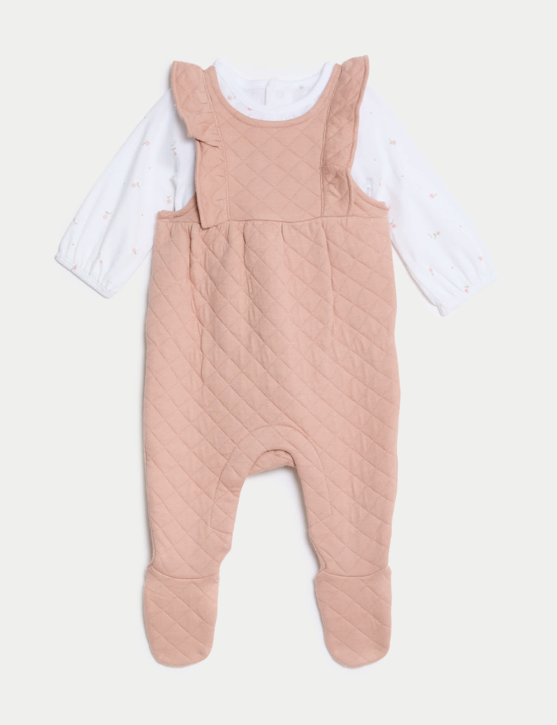 M&S Girls 2pc Cotton Rich Floral Outfit (7lbs-1 Yrs)