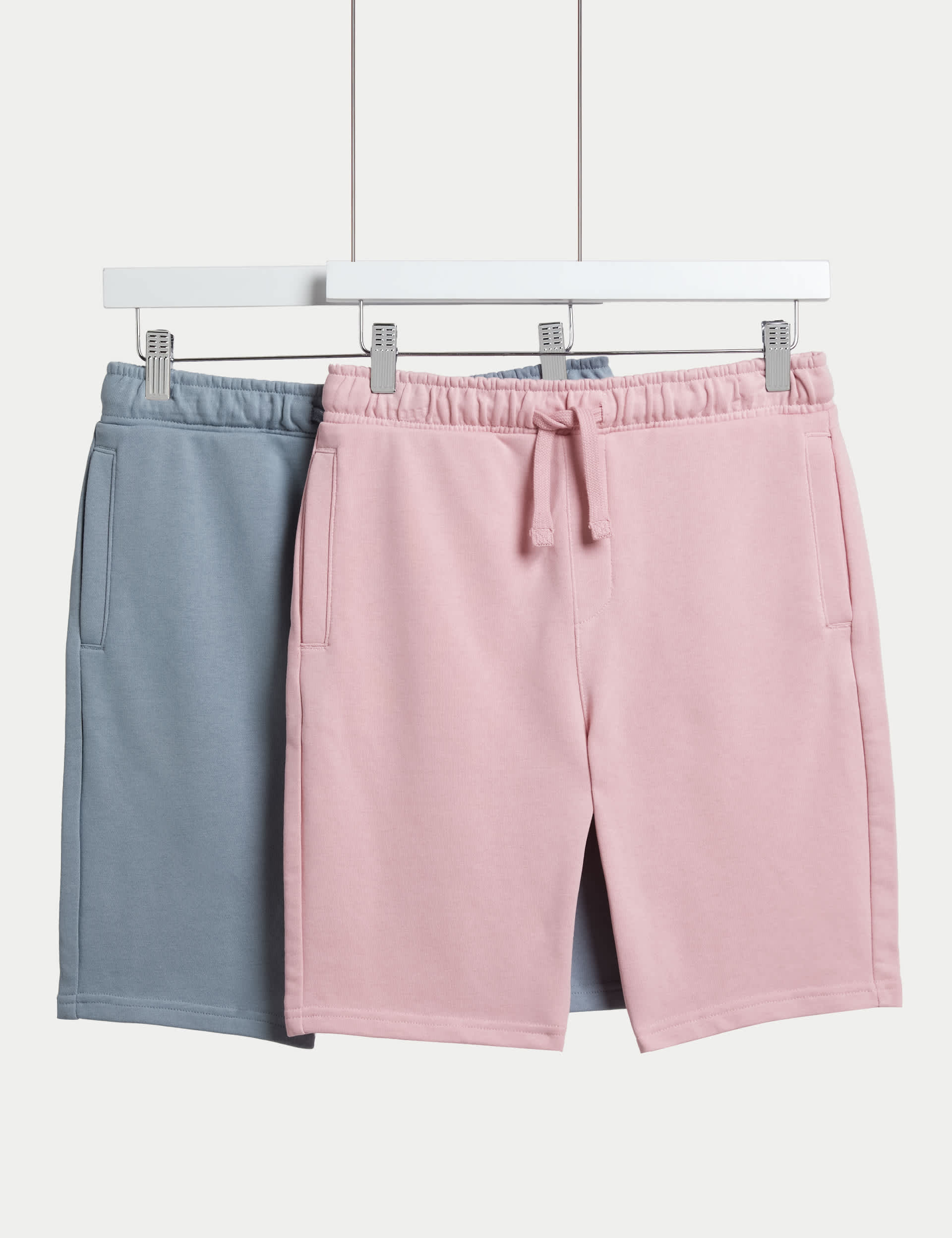 M&S Boys 2pk Adaptive Cotton Rich Plain Shorts (2-16 Yrs)