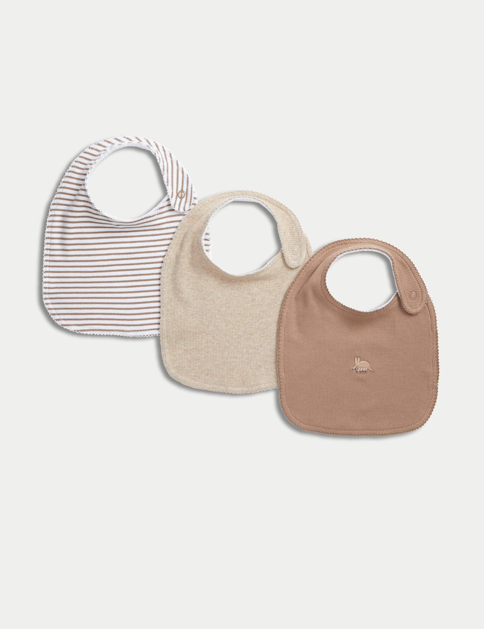 M&S Boys 3pk Cotton Rich Dribble Bibs - Multi, Multi