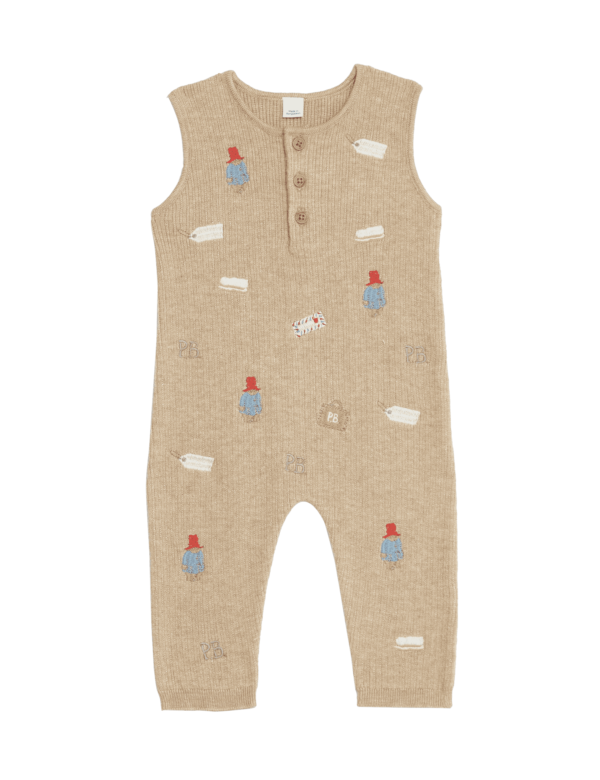 M&S Collection Paddington Dungarees (7lbs-1 Yrs) - 3-6 M - Brown Mix, Brown Mix