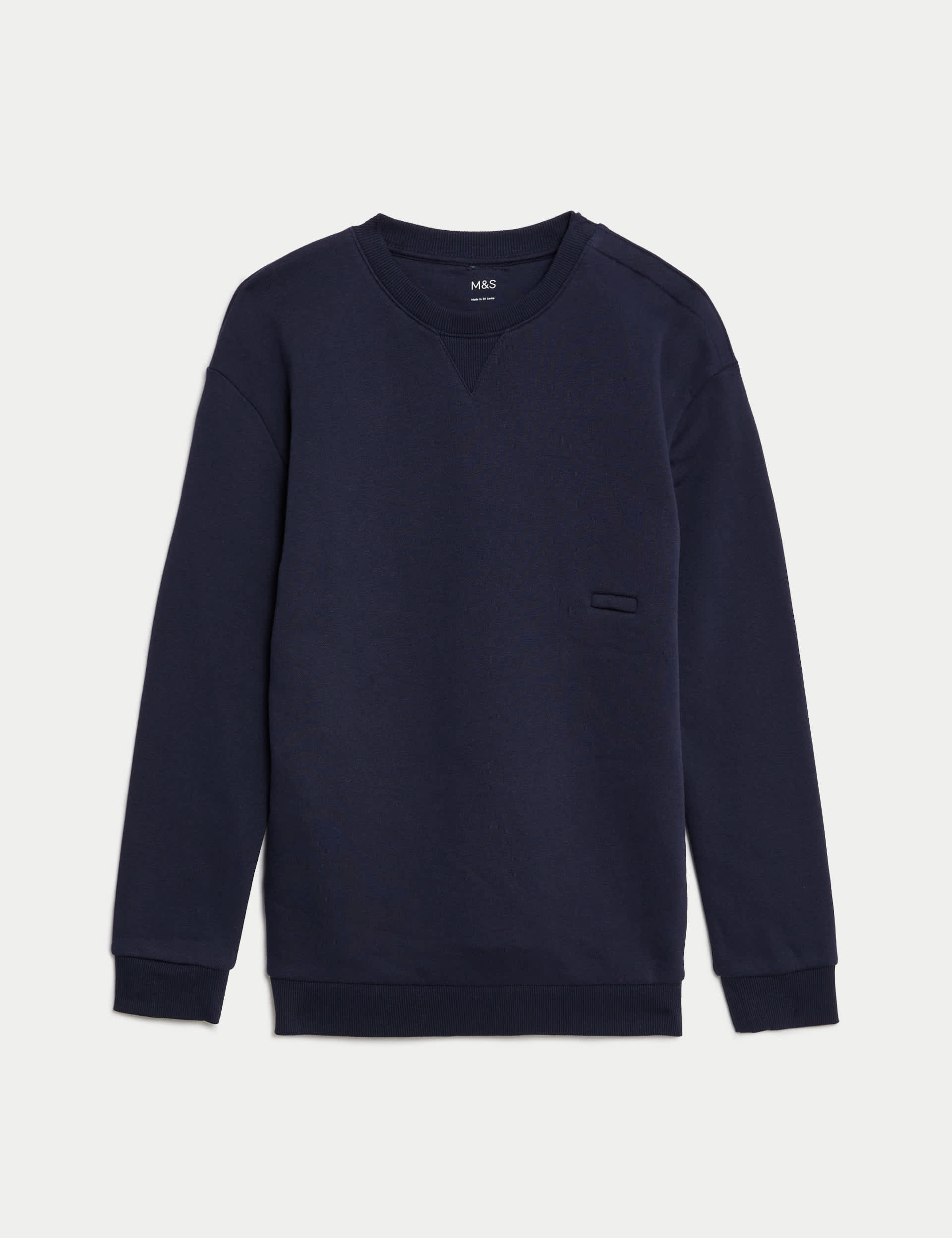 M&S Boys Adaptive Cotton Rich Sweatshirt (2-16 Yrs) - 7-8 Y - Navy, Navy