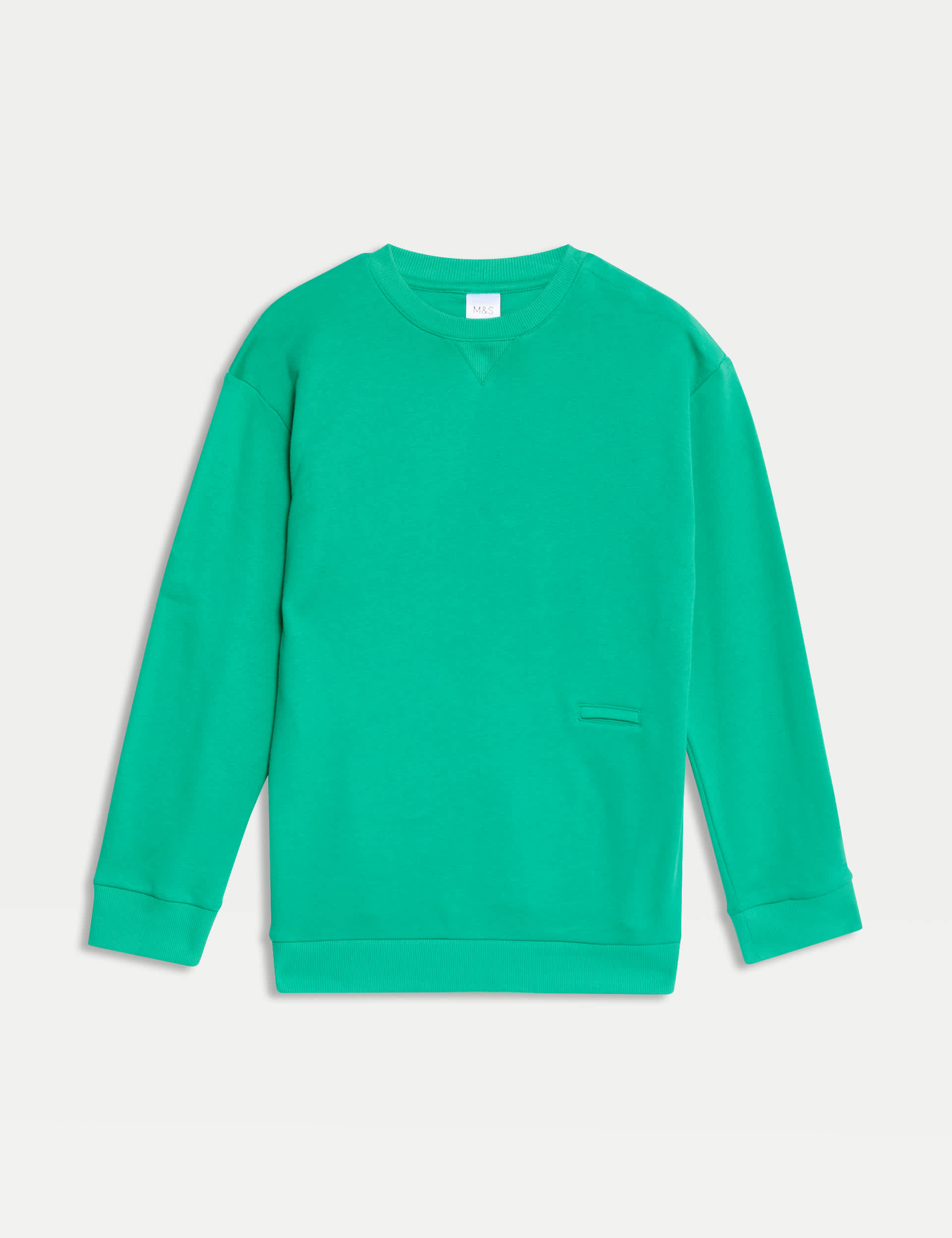 M&S Boys Adaptive Cotton Rich Sweatshirt (2-16 Yrs) - 5-6 Y - Green, Green