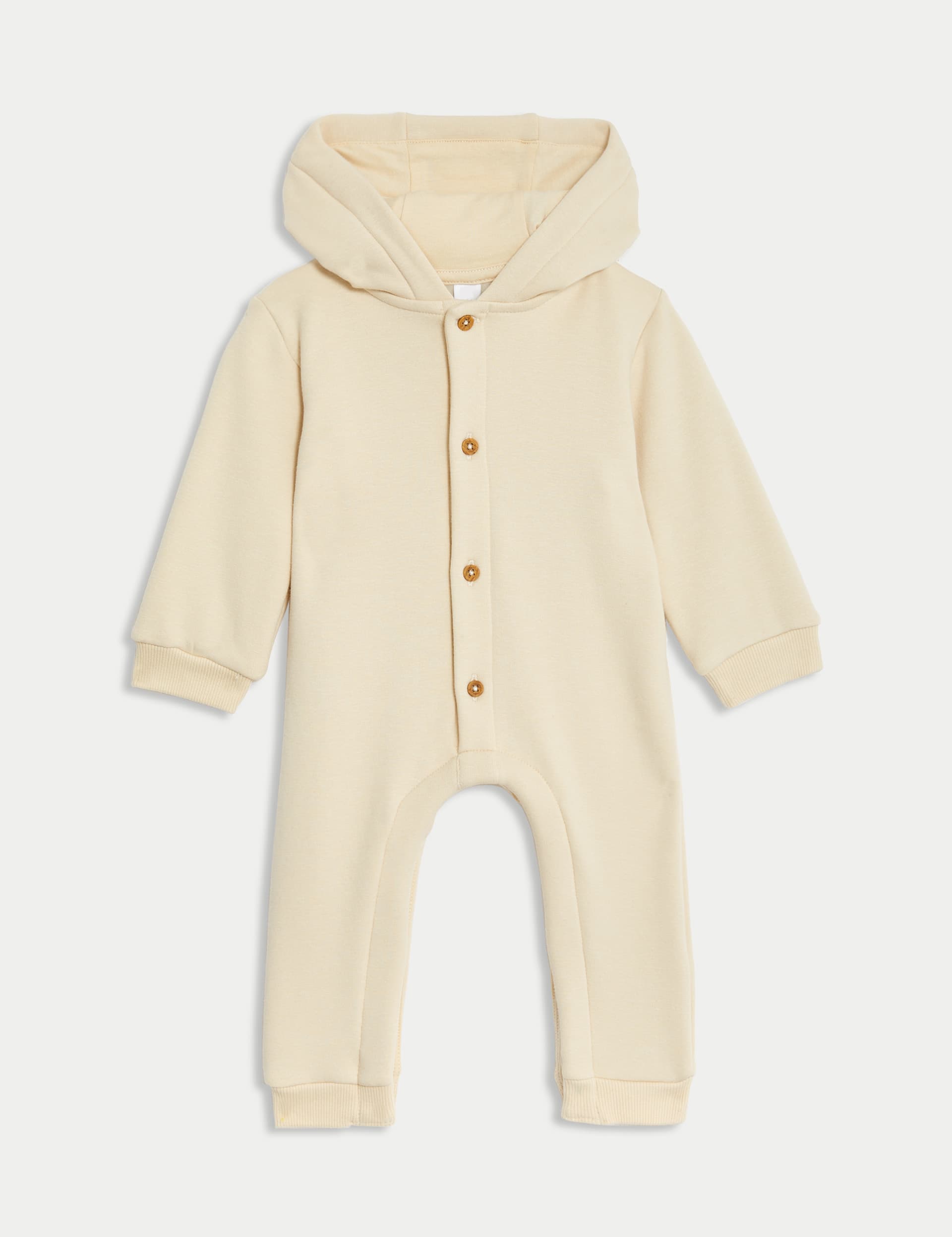 M&S Boys Fleece Hooded All in One (7lbs-1 Yrs) - 0-3 M - Cream Mix, Cream Mix