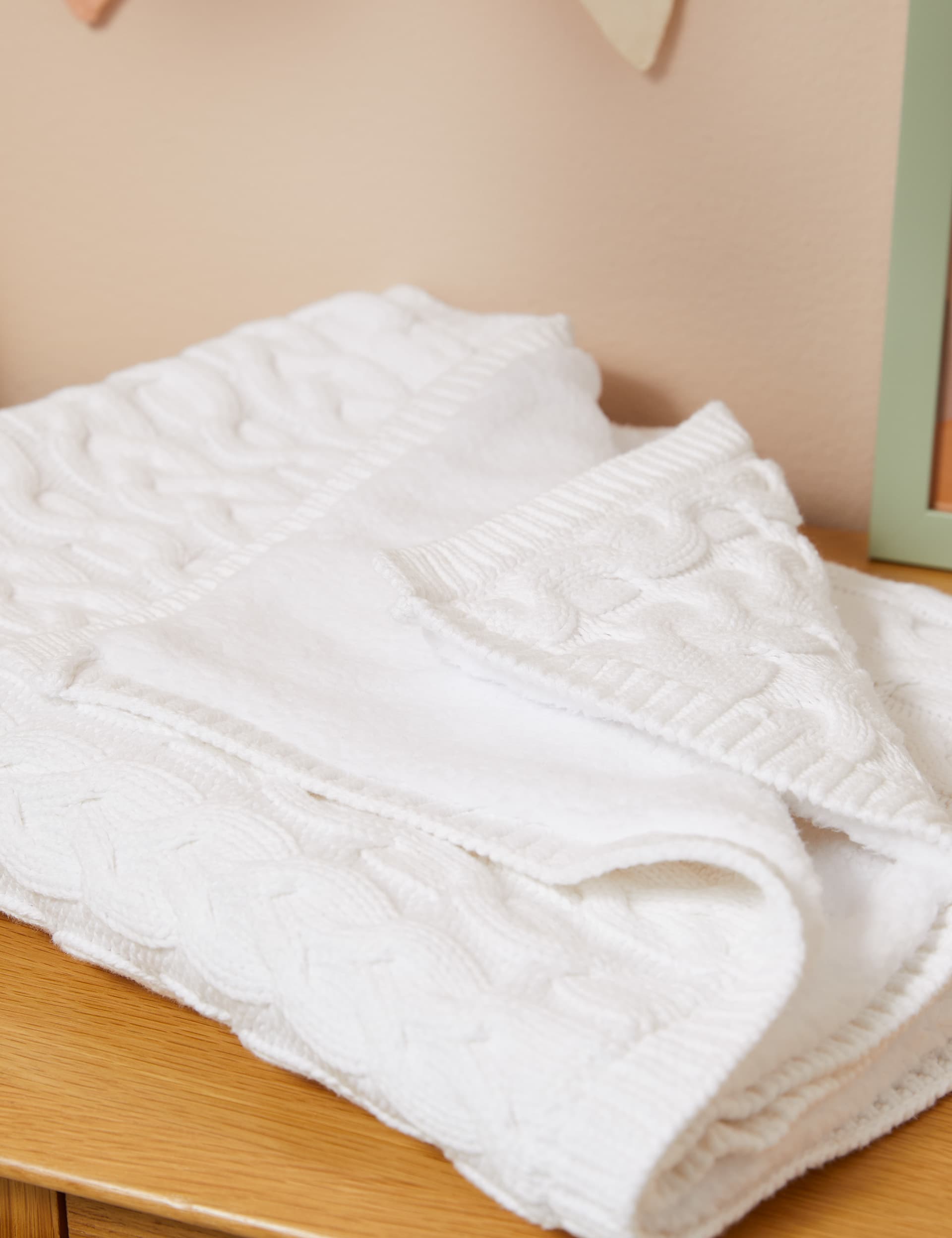 M&S Pure Cotton Cable Knitted Fleece Shawl