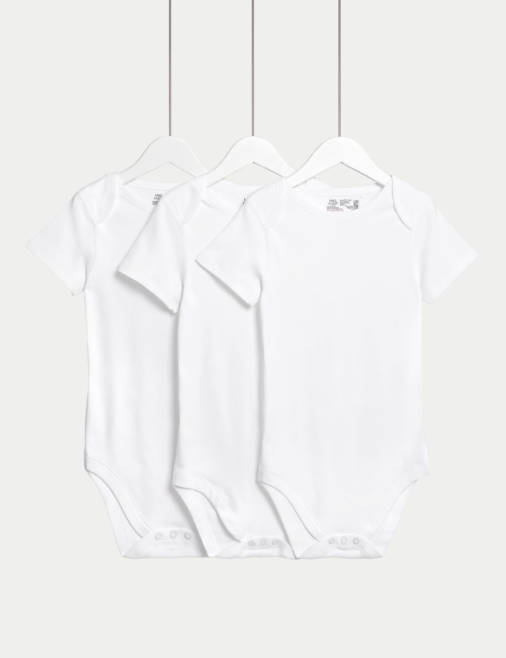 M&S 3pk Adaptive Bodysuits (3-16 Years) - 13-14 - White, White