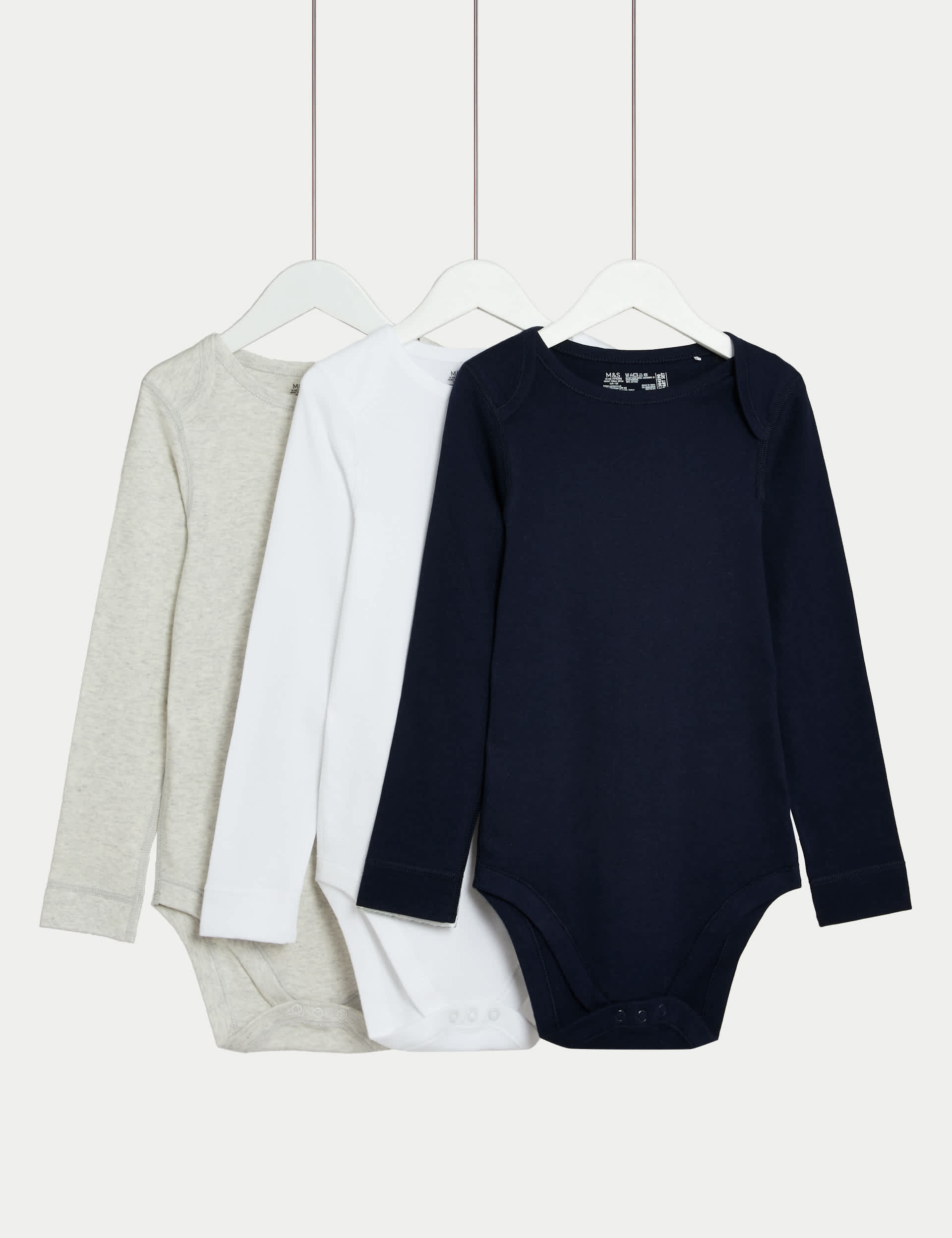 M&S 3pk Pure Cotton Adaptive Bodysuits (3-16 Yrs) - 5-6Y - Multi, Multi