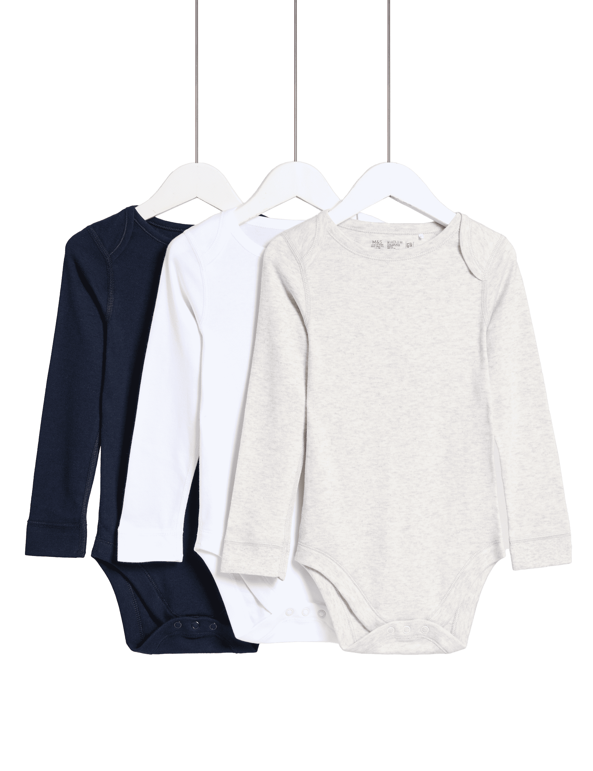 M&S Collection 3pk Pure Cotton Adaptive Bodysuits (3-16 Yrs) - 7-8Y - Multi, Multi