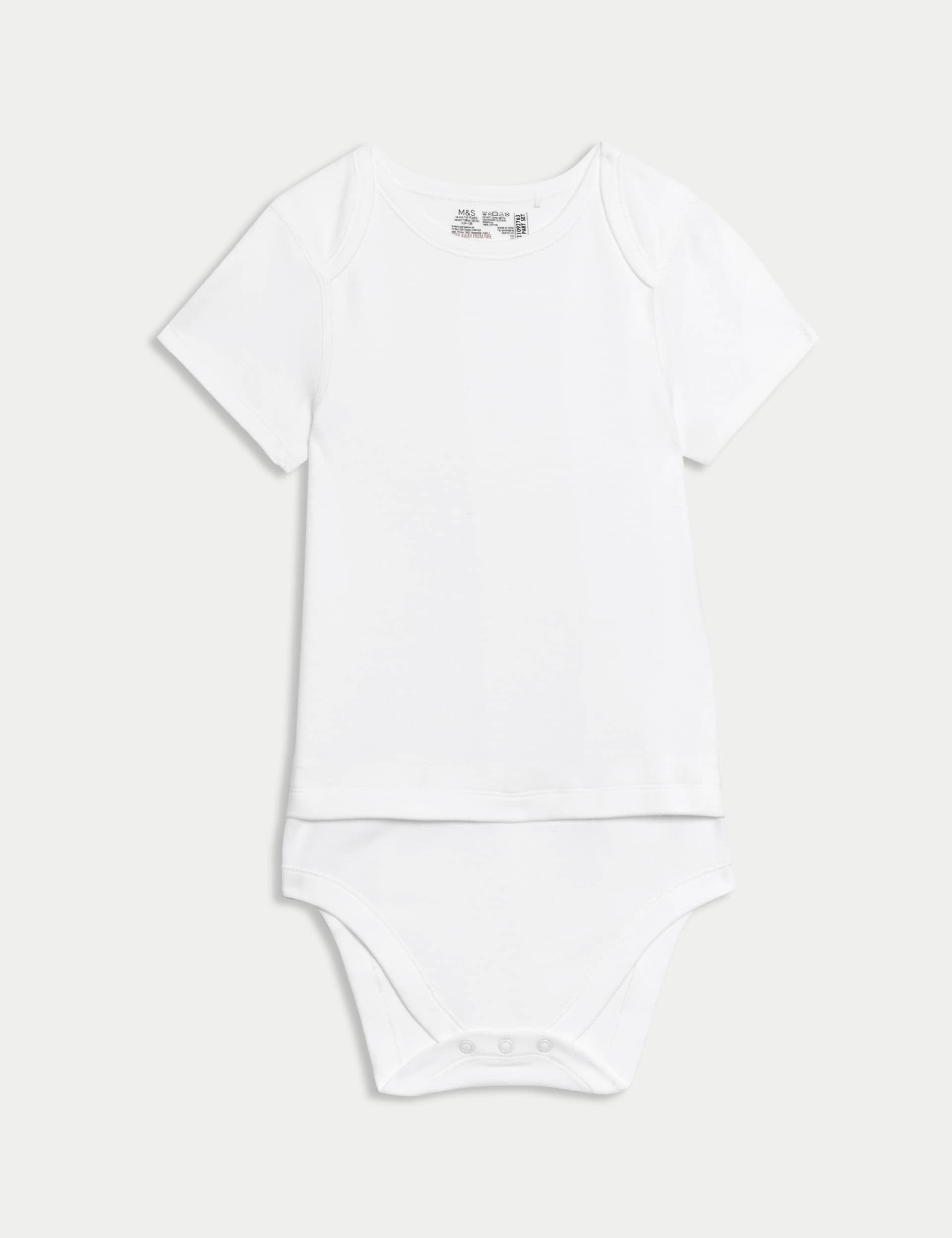 M&S Collection 3pk Adaptive Pure Cotton Bodysuits (7lbs-16 Yrs) - 15-16 - White, White