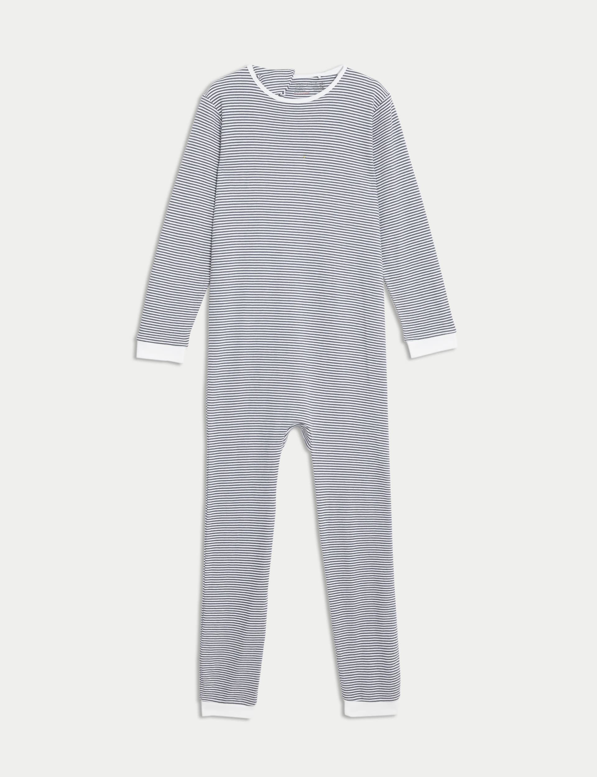 M&S Collection 2 Pack Pure Cotton Back Opening Adaptive Sleepsuits (3-16 Yrs) - 3-4Y - Pewter, Pewte