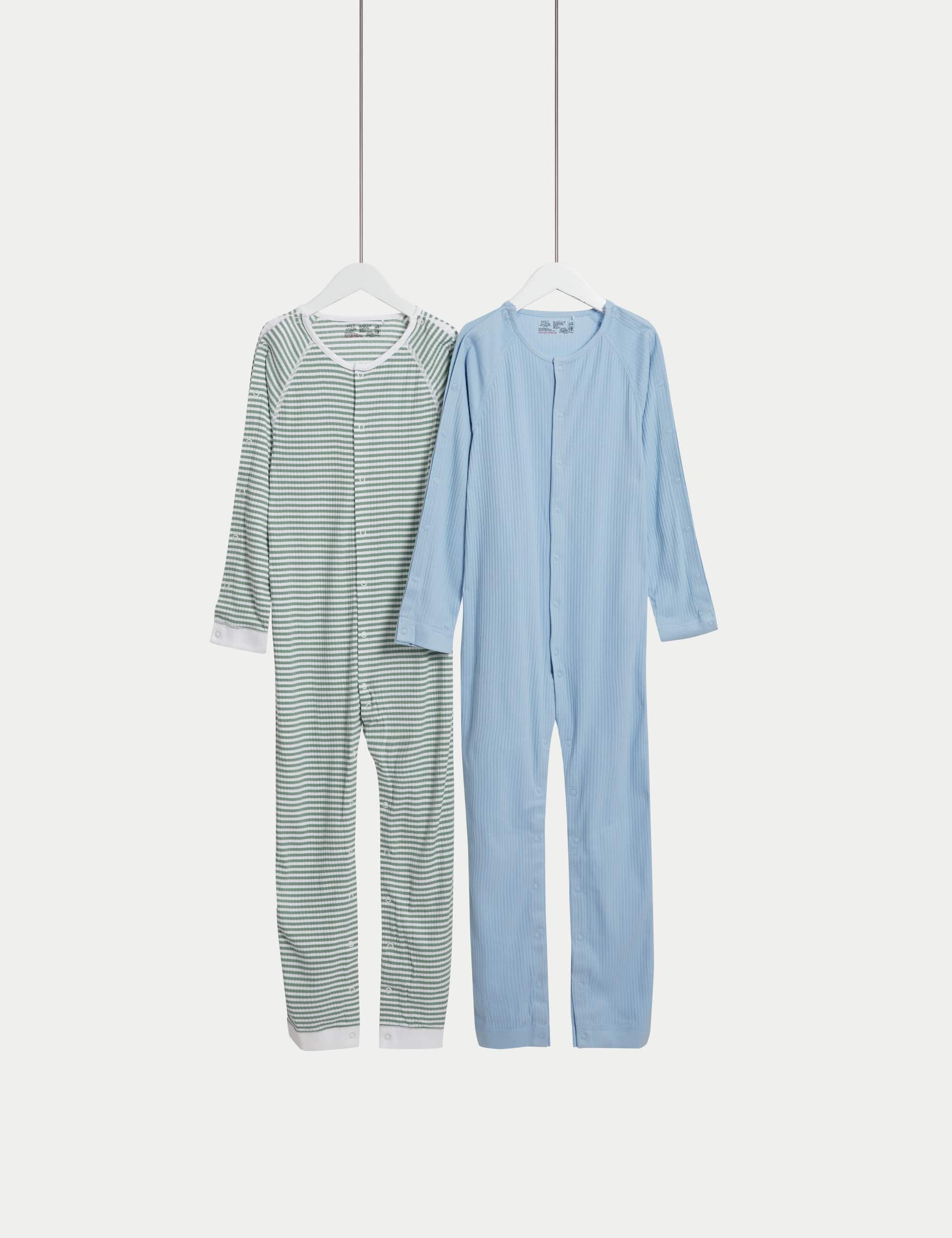 M&S 2pk Adaptive Pure Cotton Sleepsuits (7lbs-16 Yrs)
