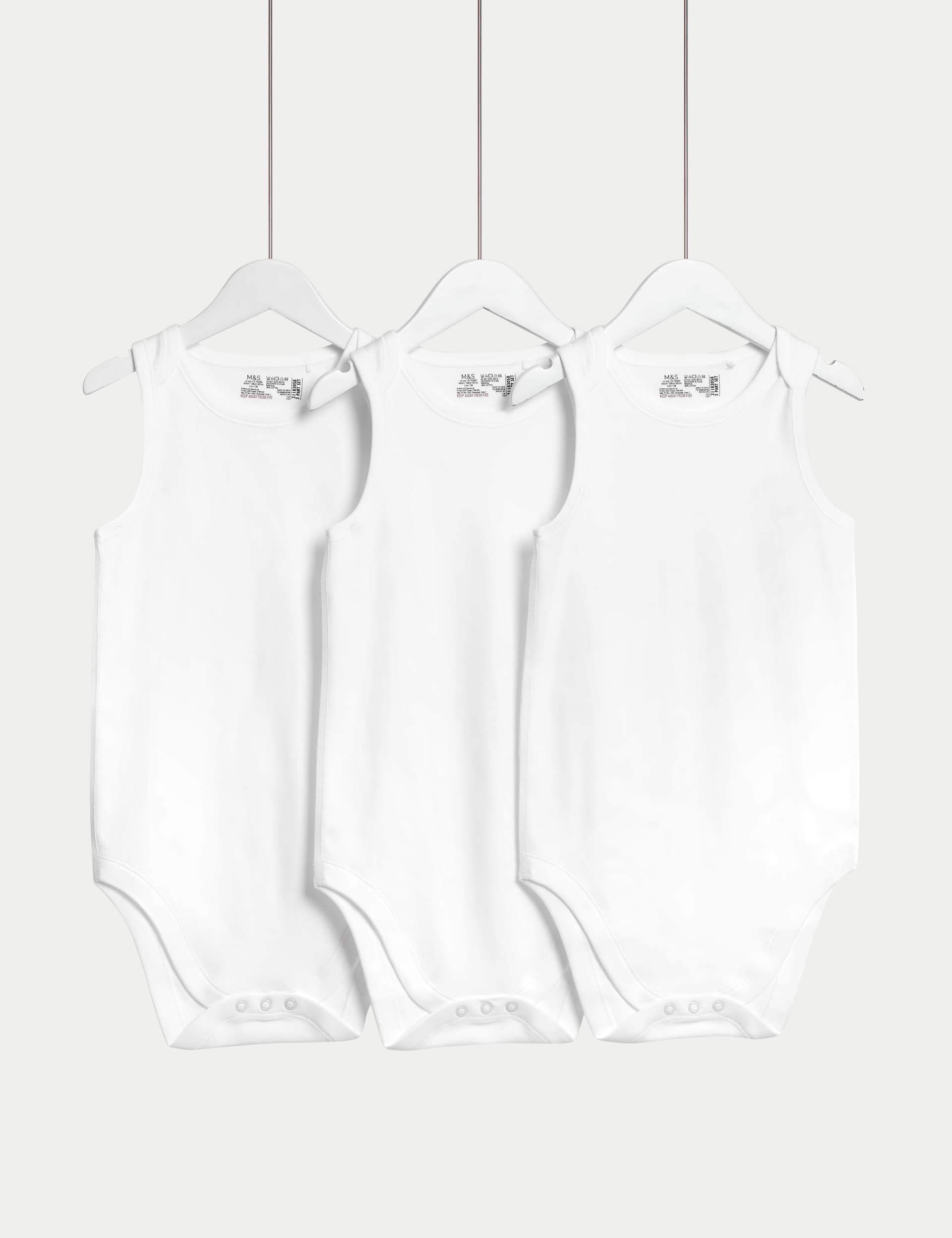 M&S 3pk Adaptive Bodysuits (3-16 Yrs) - 5-6Y - White, White