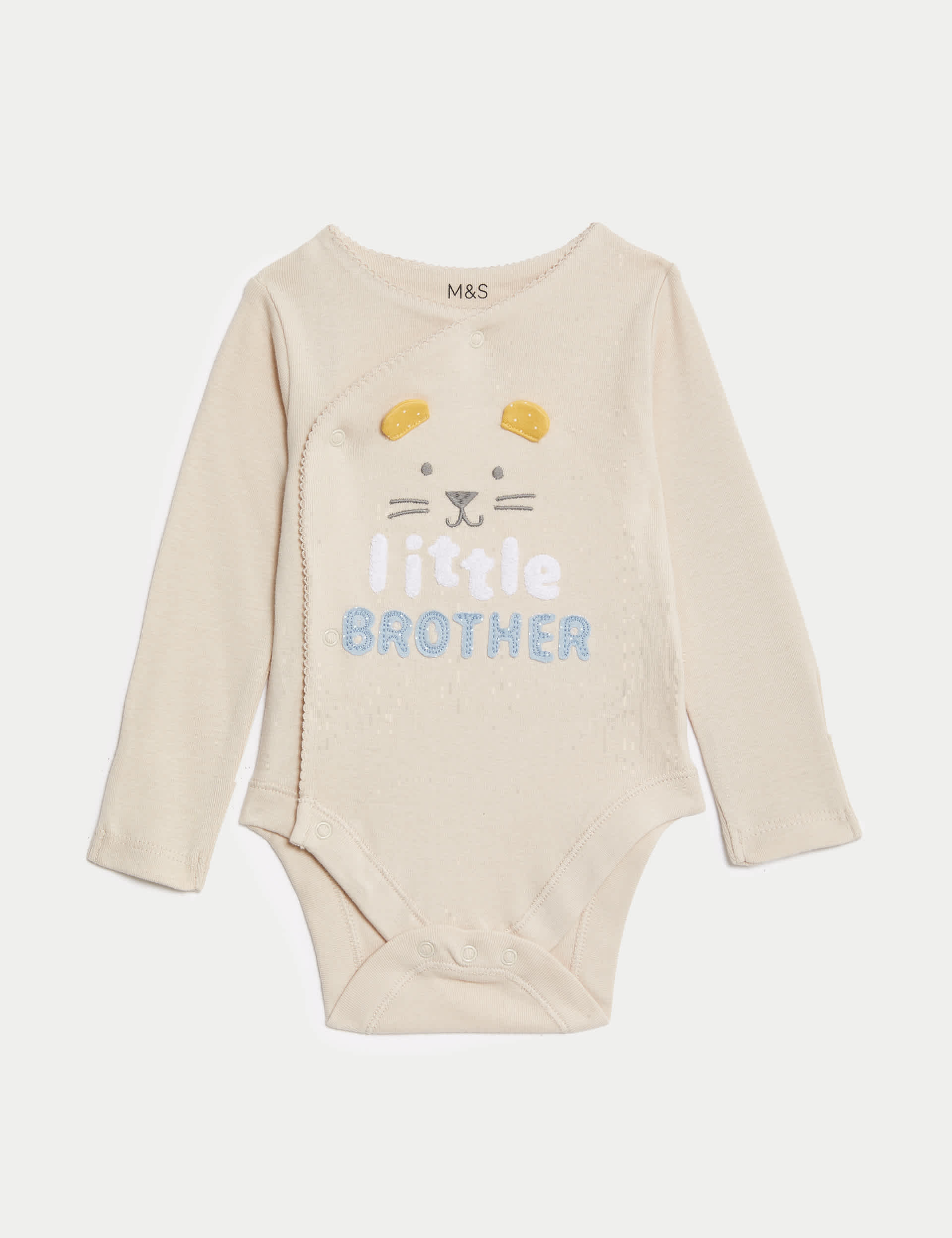 PureCottonLittleBrotherSloganBodysuit(7lbs-9Mths)-3-6M - Calico Mix, Calico Mix