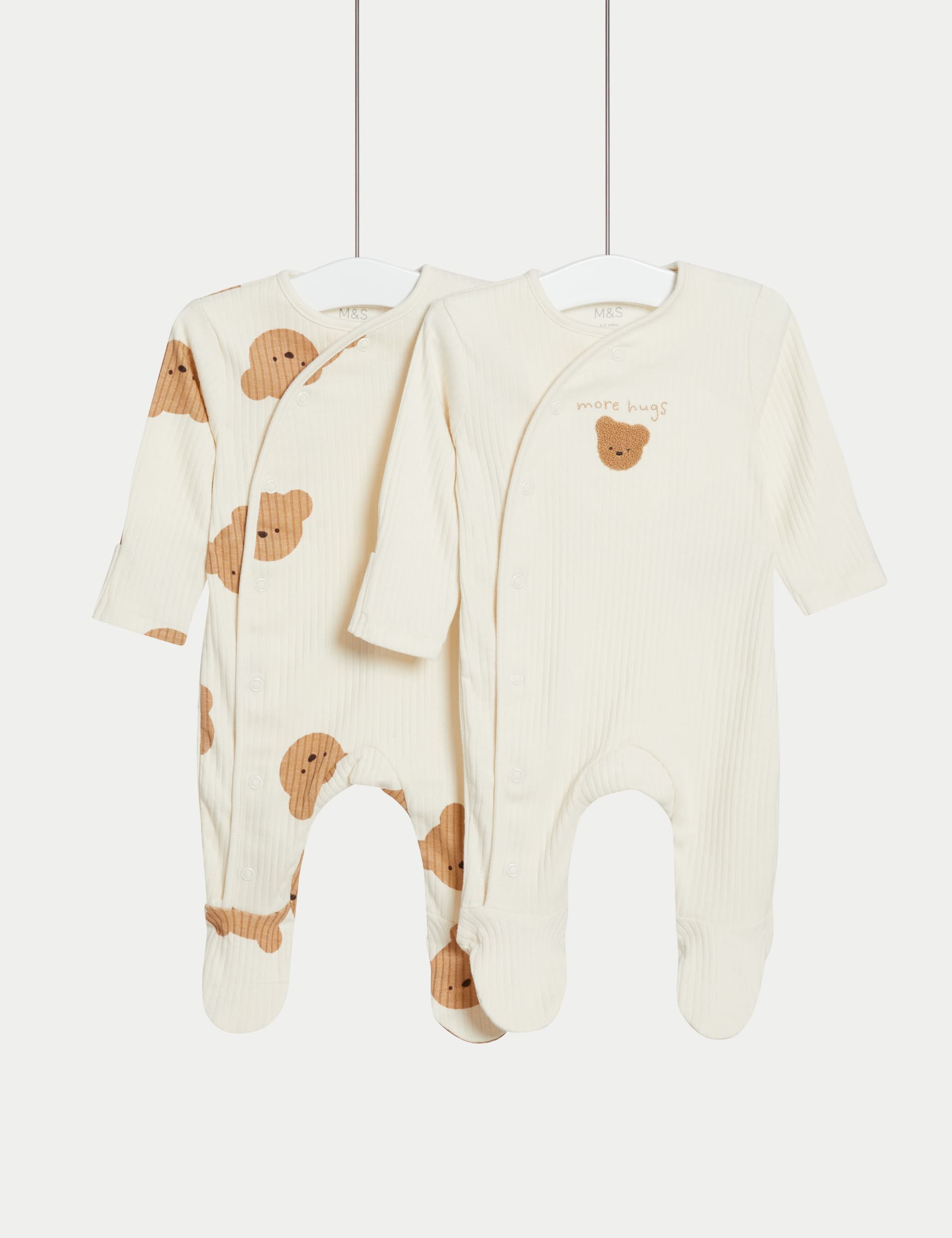 M&S Pure Cotton Sleepsuit (6lbs-3 Yrs) - TINY - Cream Mix, Cream Mix