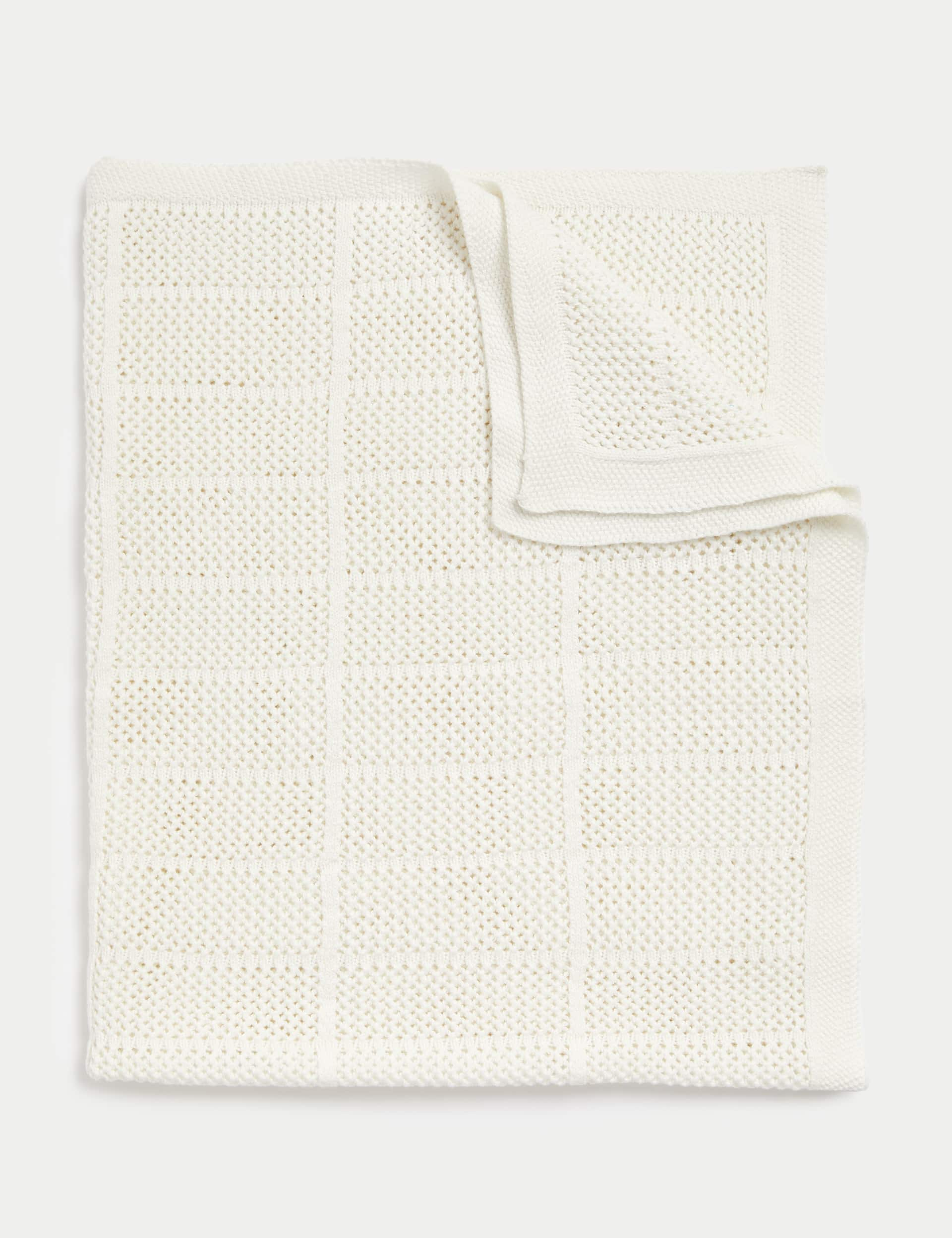 M&S Collection Pure Cotton Cellular Shawl - Ivory Mix, Ivory Mix