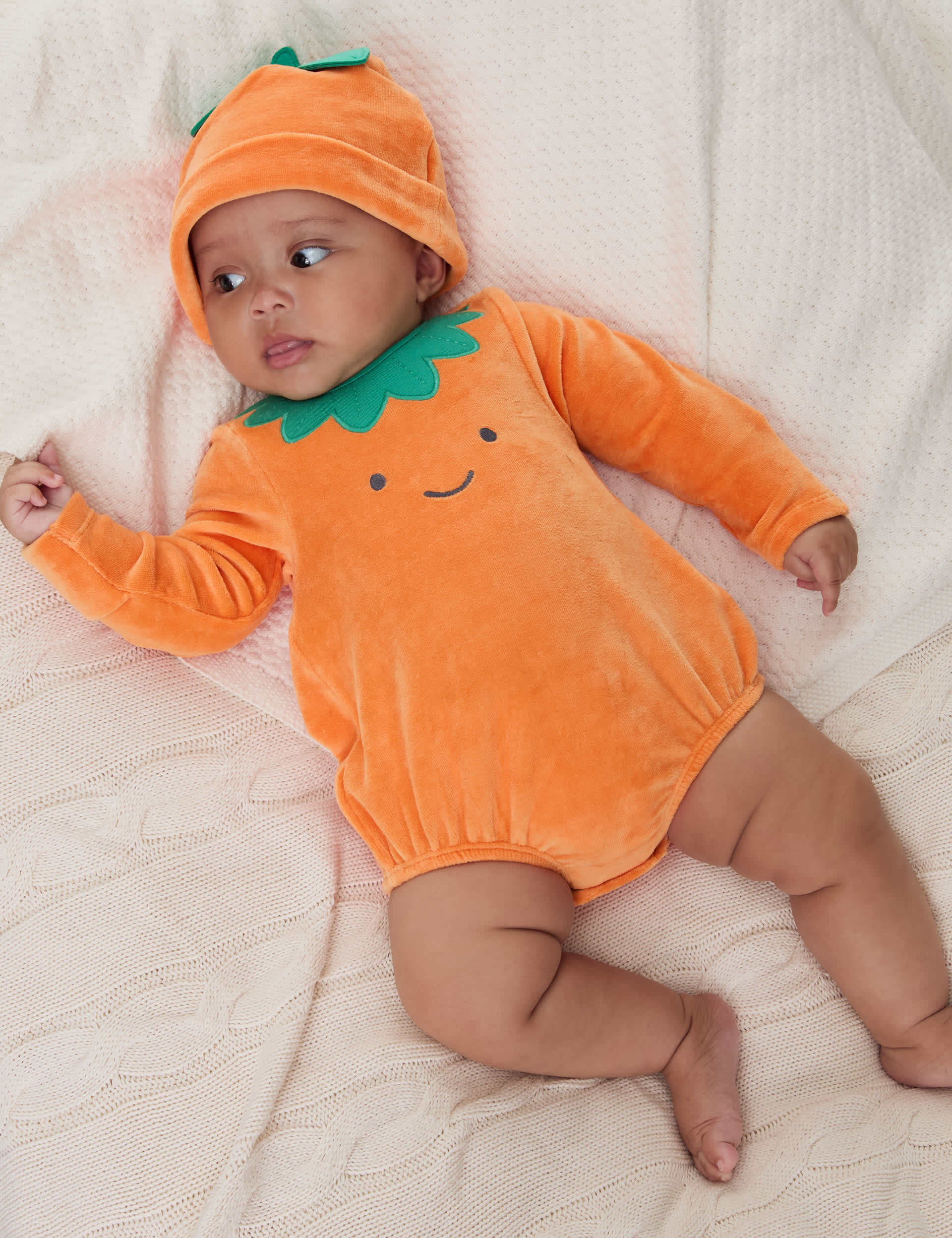 M&S 2pc Cotton Rich Pumpkin Outfit (7lbs -2 Yrs) - 18-24 - Orange Mix, Orange Mix