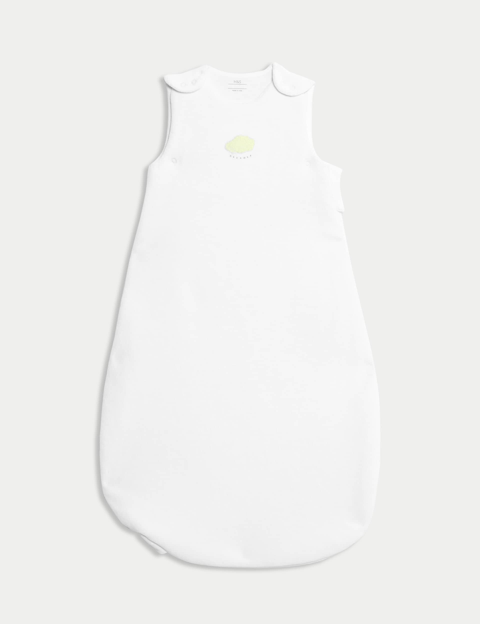 M&S Collection Cotton Rich Velour Sleeping Bag (0-36 Mths) - 6-18M - White Mix, White Mix