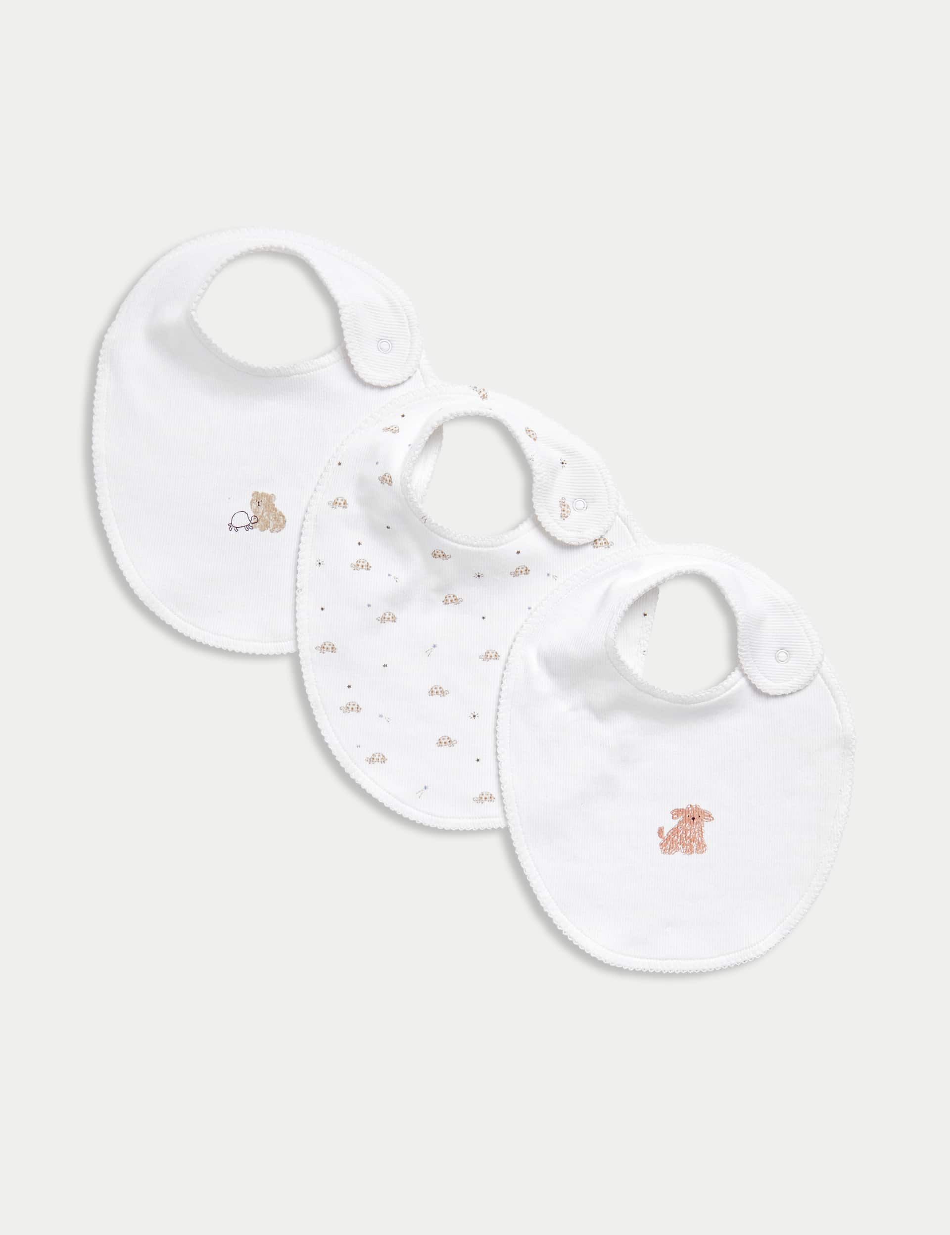 M&S Collection 3pk Born In 2025 Bibs (0-3 Mths) - White Mix, White Mix