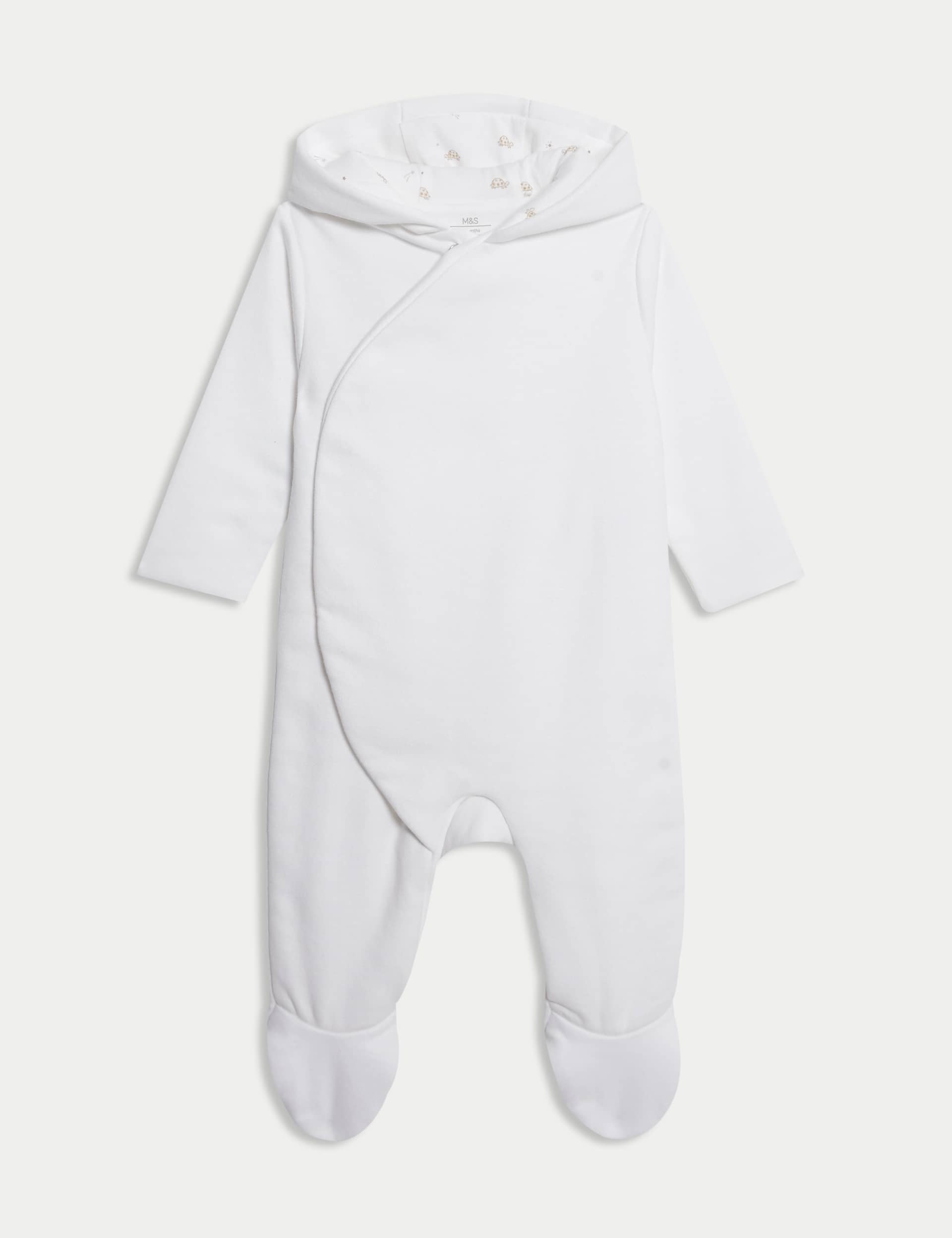 M&S Collection Pure Cotton 1.5 Tog All in One (7lbs-1 Yrs) - 0-3 M - White Mix, White Mix