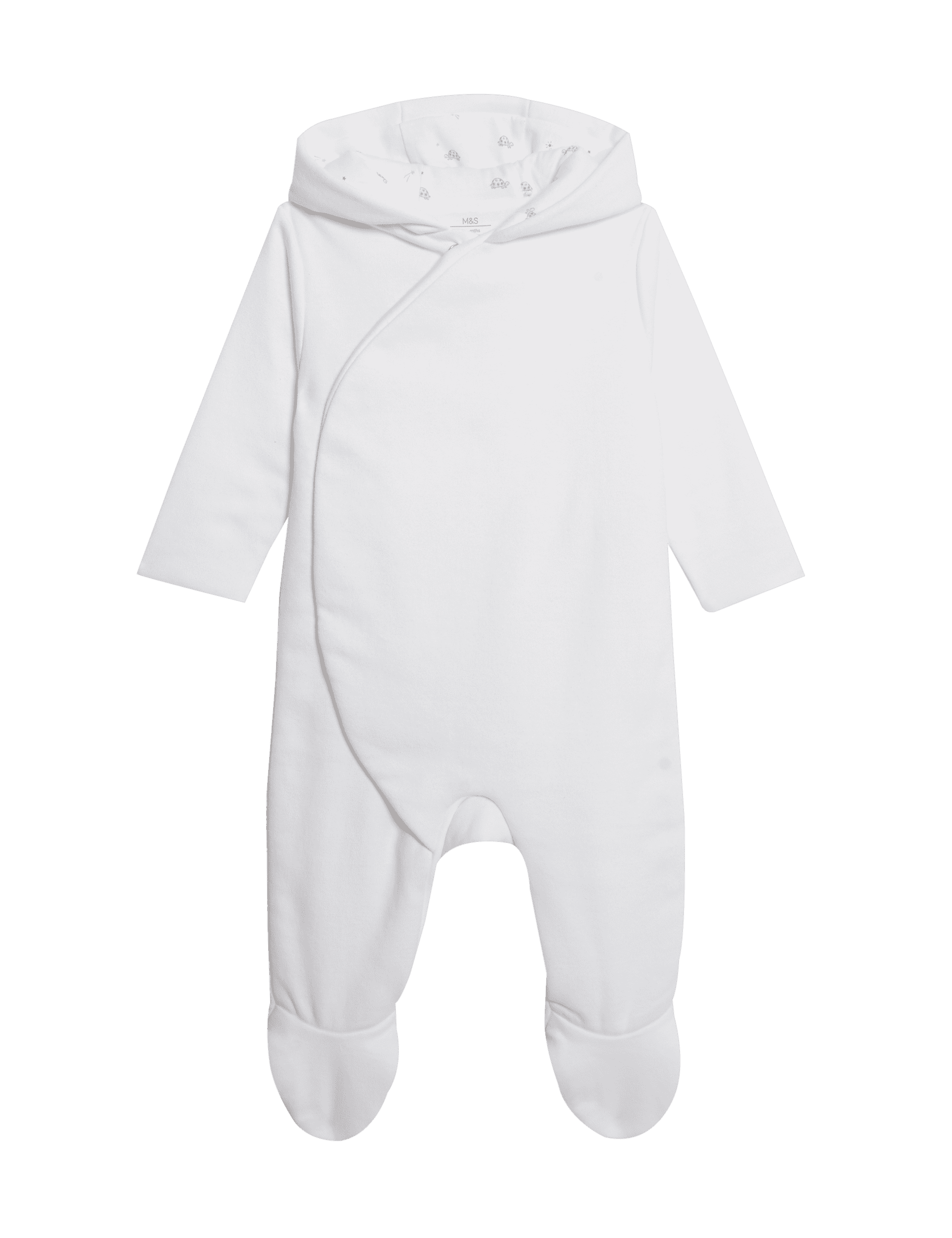 M&S Collection Pure Cotton 1.5 Tog All in One (7lbs-1 Yrs) - 0-3 M - White Mix, White Mix