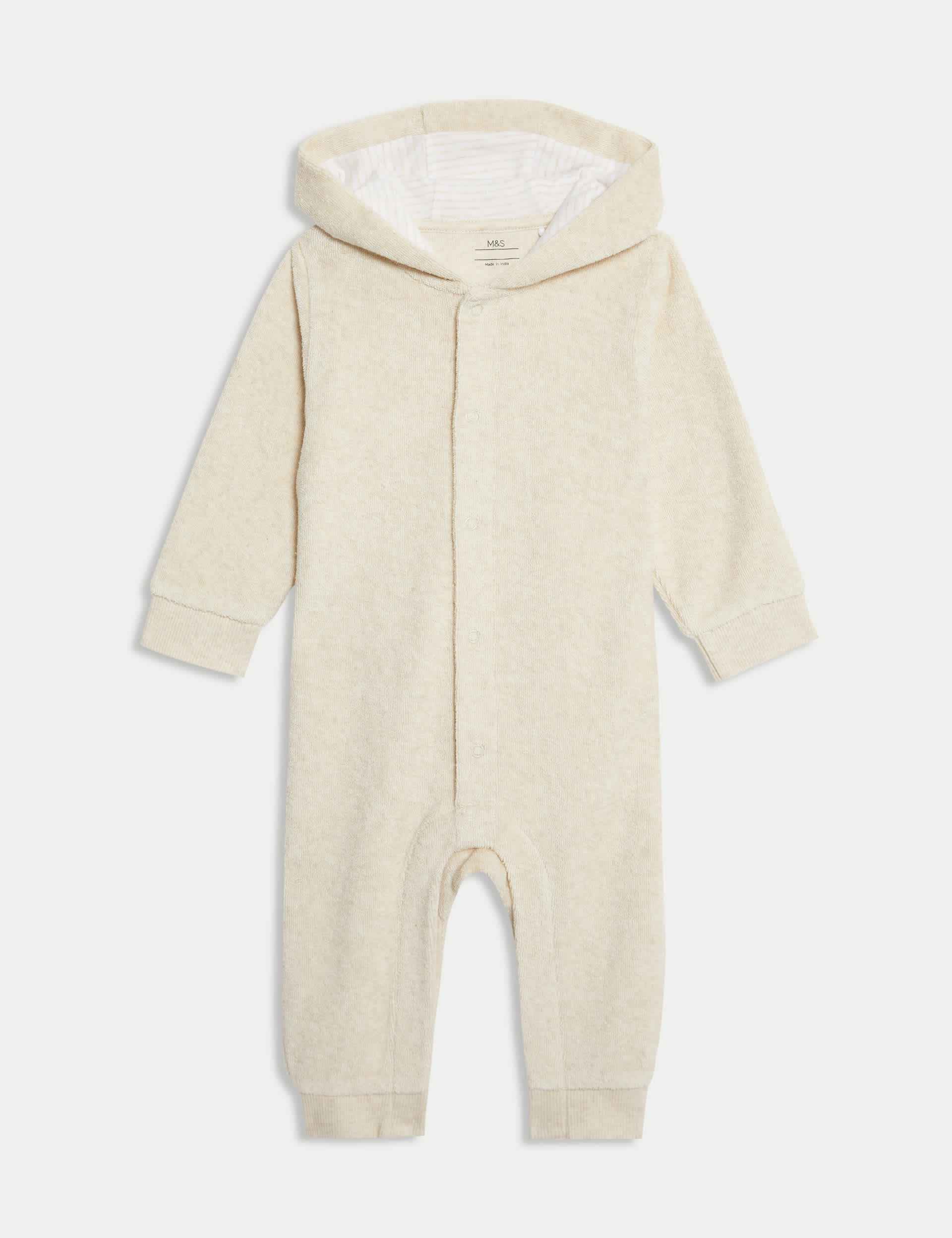 M&S Collection Pure Cotton Towelling All in One (0-12 Mths) - 0-3 M - Latte, Latte