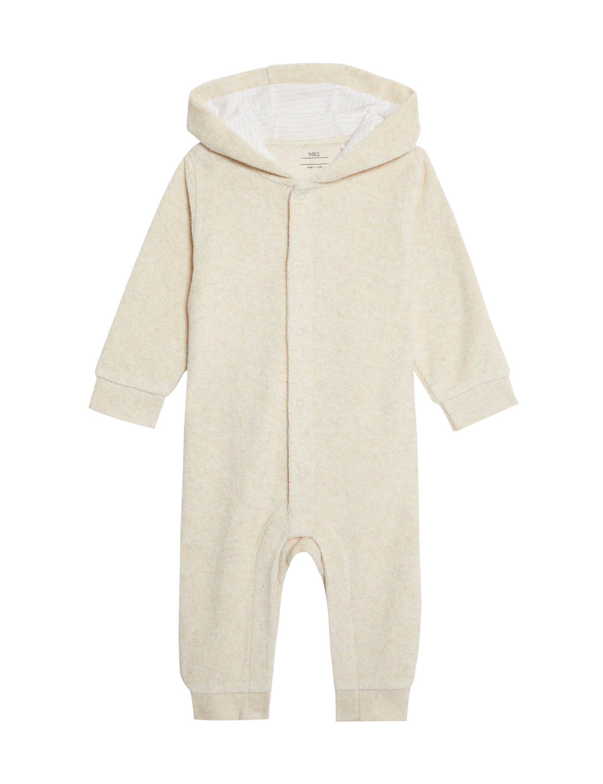 M&S Collection Pure Cotton Towelling All in One (0-12 Mths) - 0-3 M - Latte, Latte