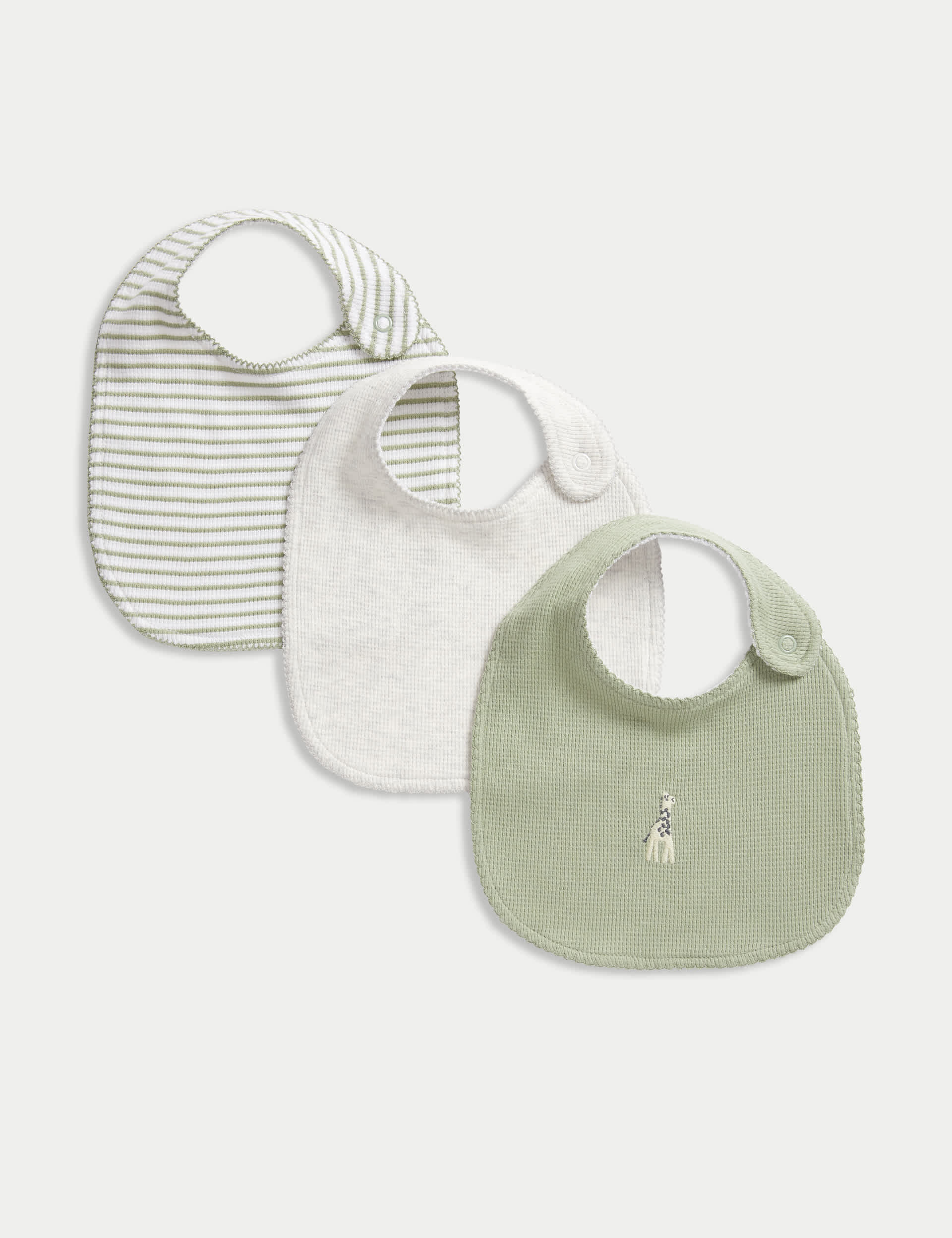 M&S 3pk Pure Cotton Dribble Bibs - Mink Mix, Mink Mix