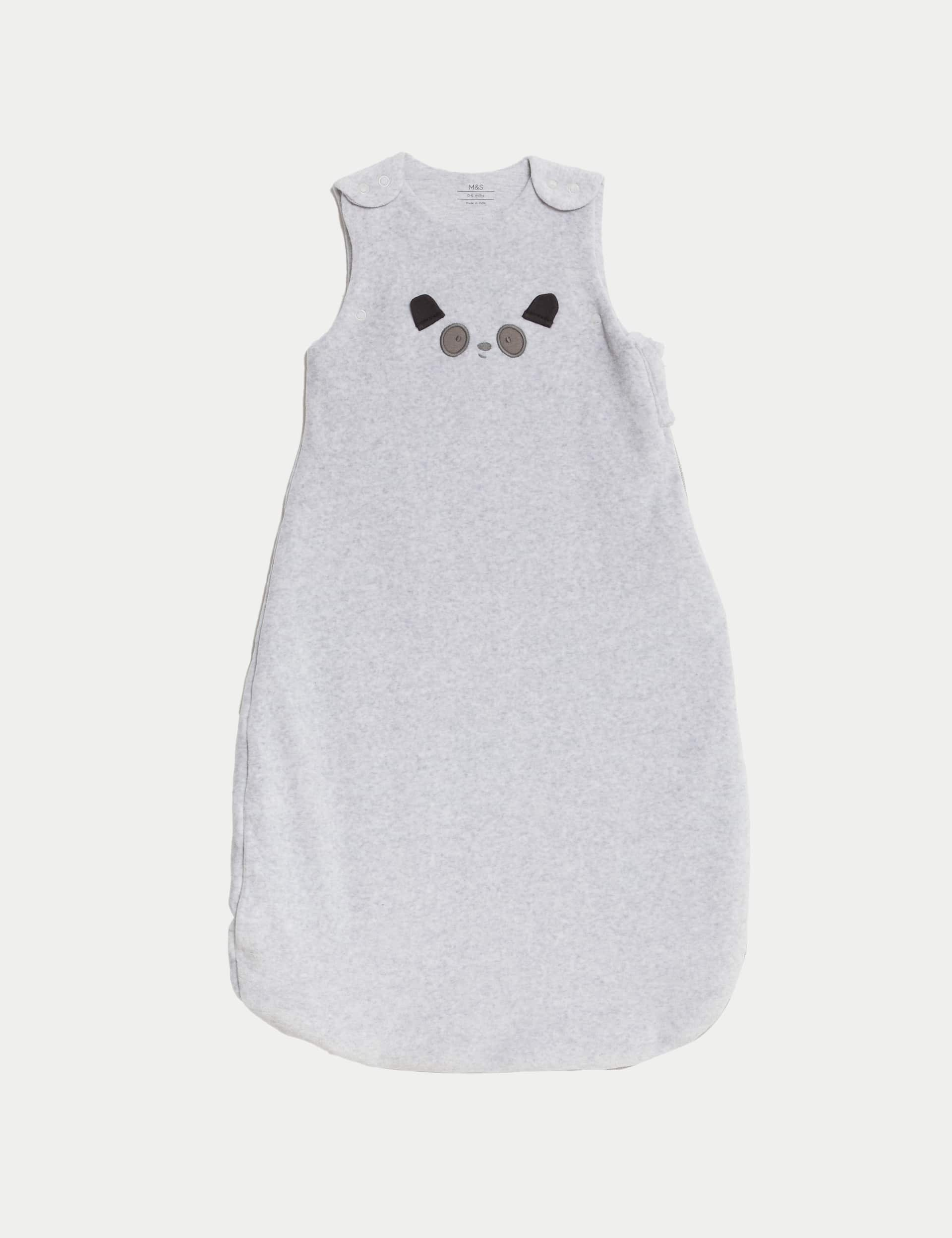 M&S Collection Pure Cotton Bear Face 2.5 Tog Sleeping Bag (0-3 Yrs) - 6-18M - Grey Mix, Grey Mix