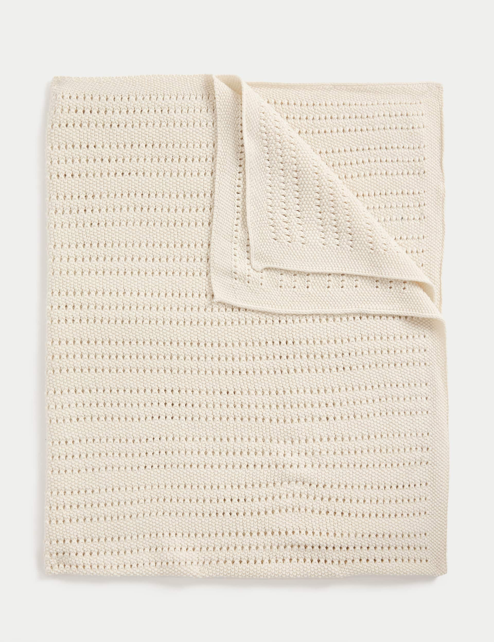 M&S Collection Pure Cotton Pointelle Shawl - Ivory, Ivory