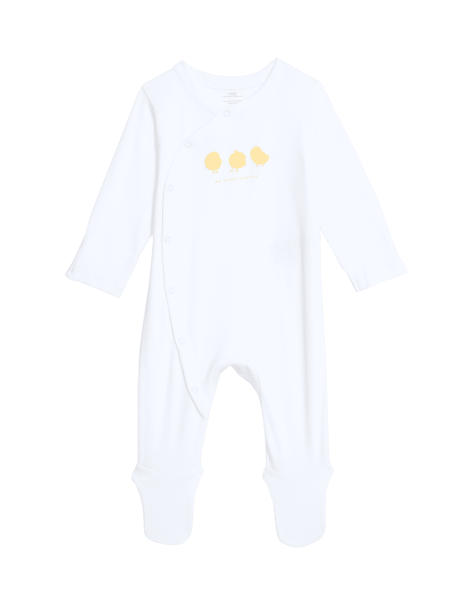 M&S Collection Cotton Rich Easter Sleepsuit (7lbs-1 Yrs) - 0-3 M - Yellow Mix, Yellow Mix