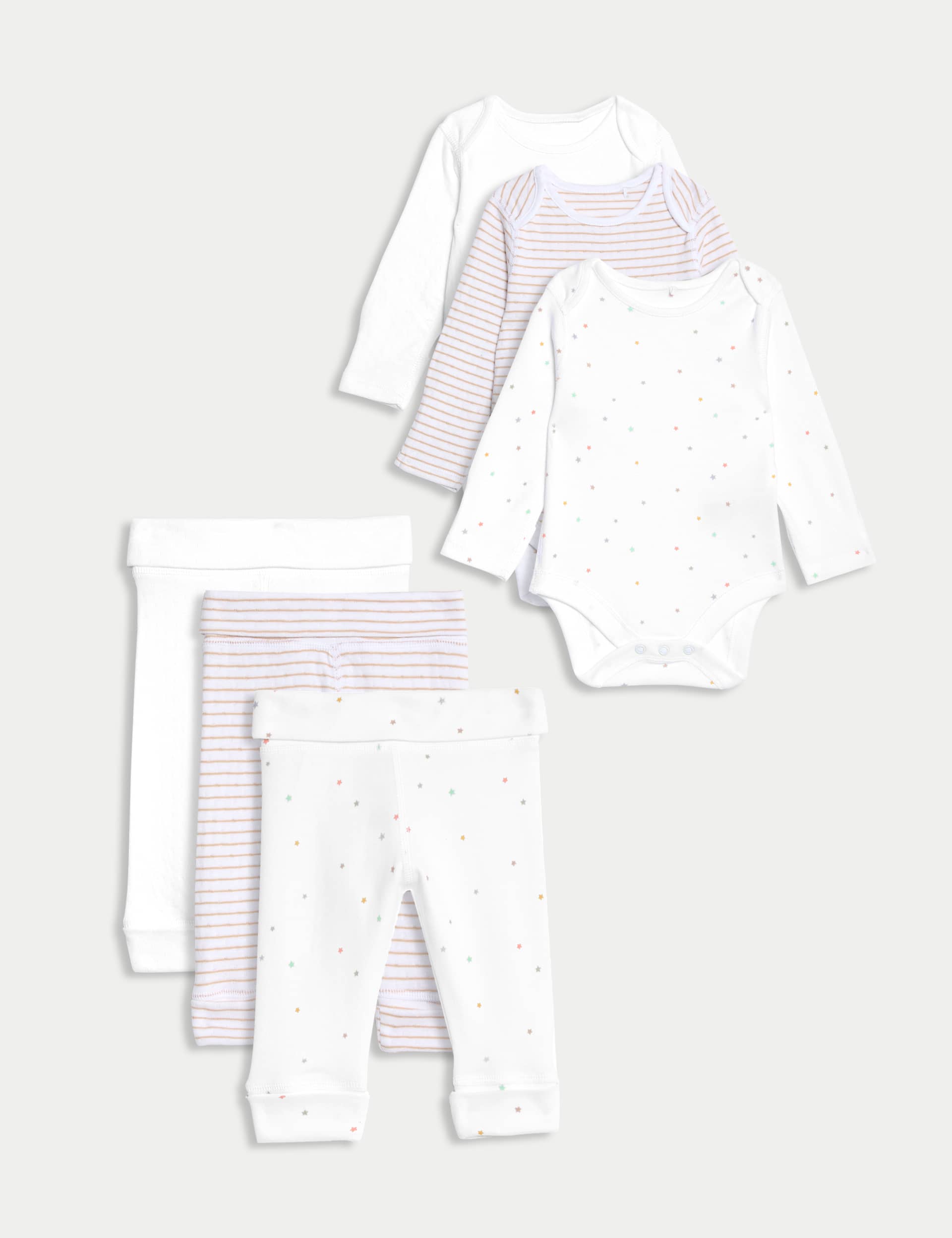 M&S 3pk Pure Cotton Outfits (6lbs-3 Yrs) - 12-18 - White, White