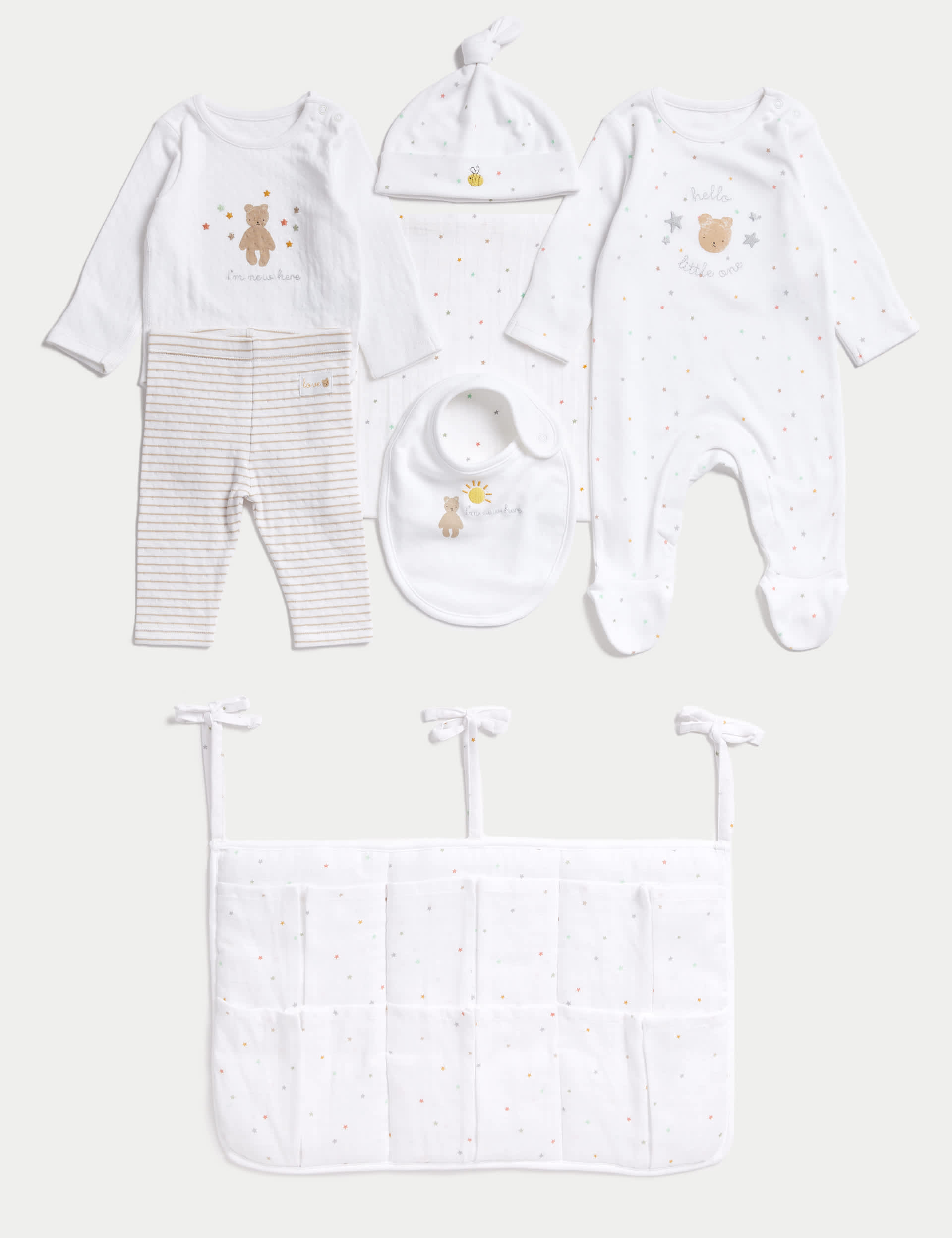 M&S 7pc Pure Cotton Gift Set - White, White