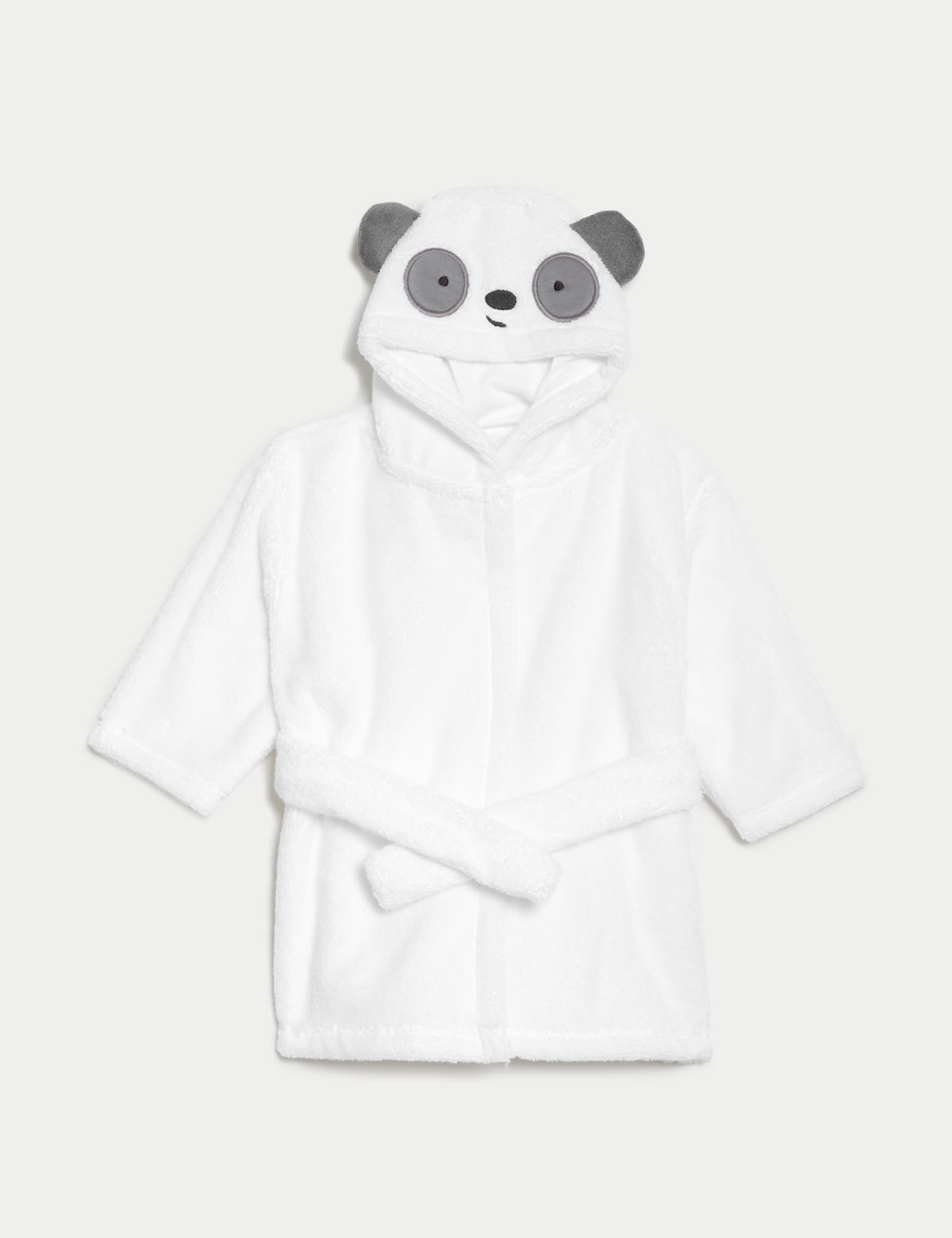 M&S Pure Cotton Panda Hooded Robe (7lbs-3 Yrs) - 12-18 - White Mix, White Mix