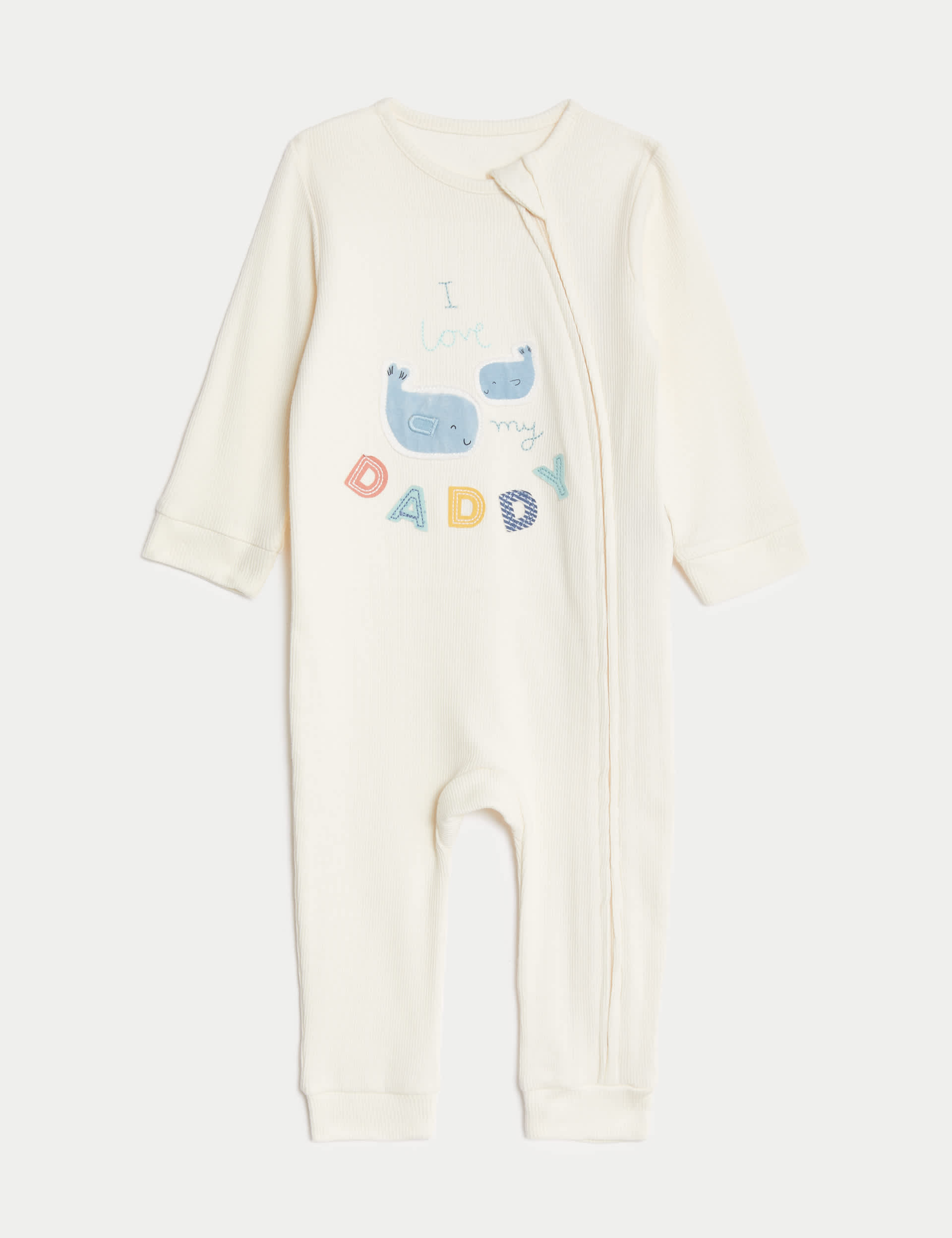 M&S Cotton Rich I Love My Daddy Sleepsuit (7lbs-1 Yrs) - 0-3 M - White Mix, White Mix