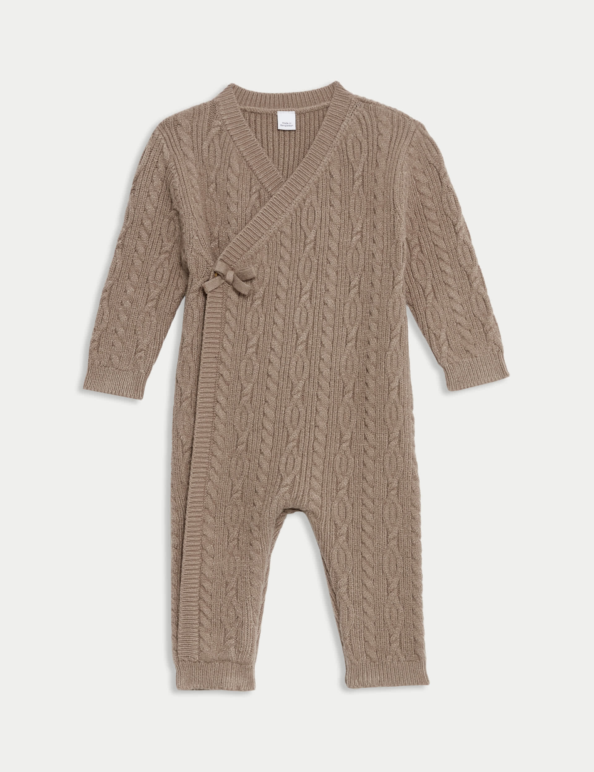 M&S Cable Knit All in One (7lbs-12 Mths) - 3-6 M - Mink, Cream,Mink