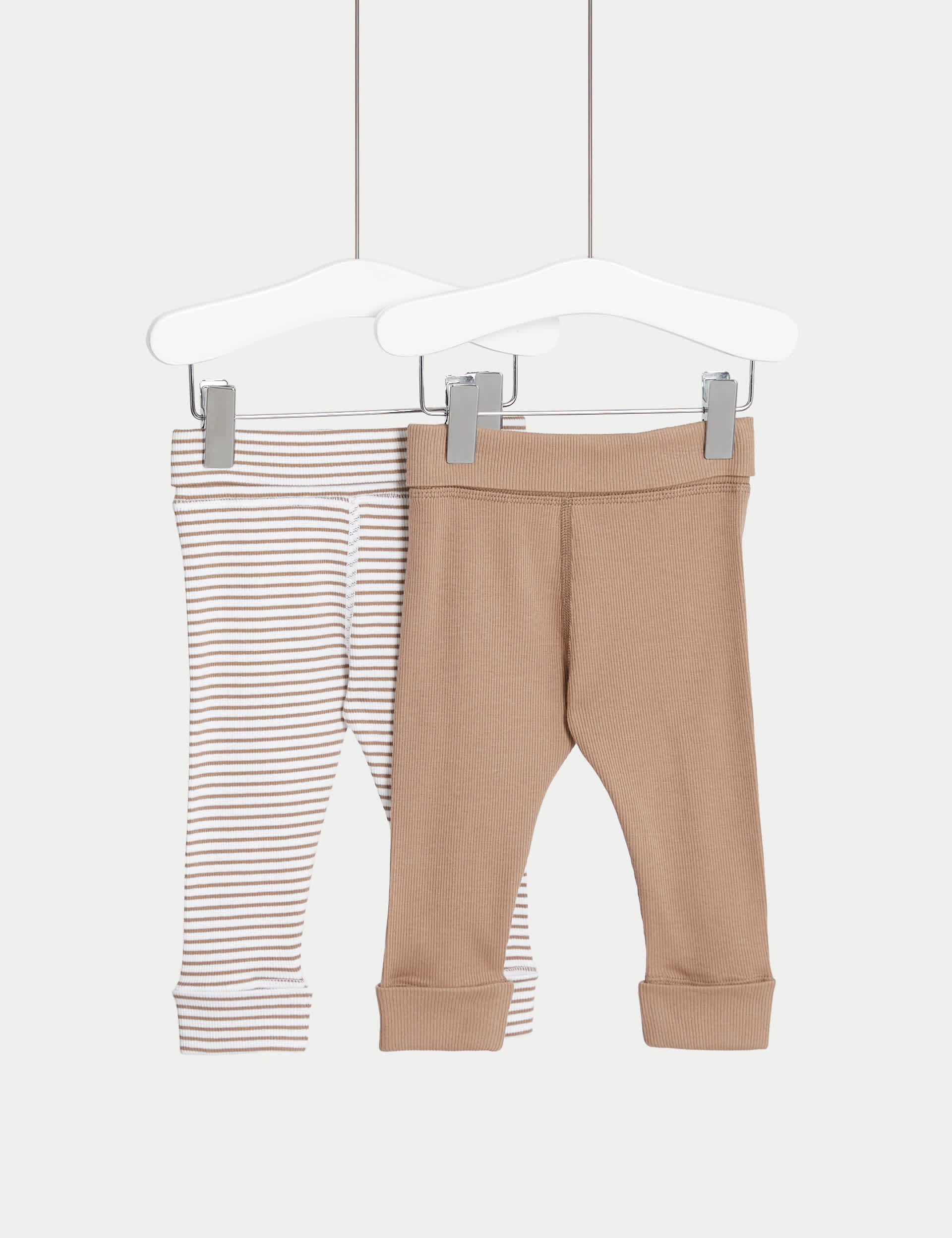 M&S 2pk Cotton Rich Waffle Leggings (6 lbs-3 Yrs)