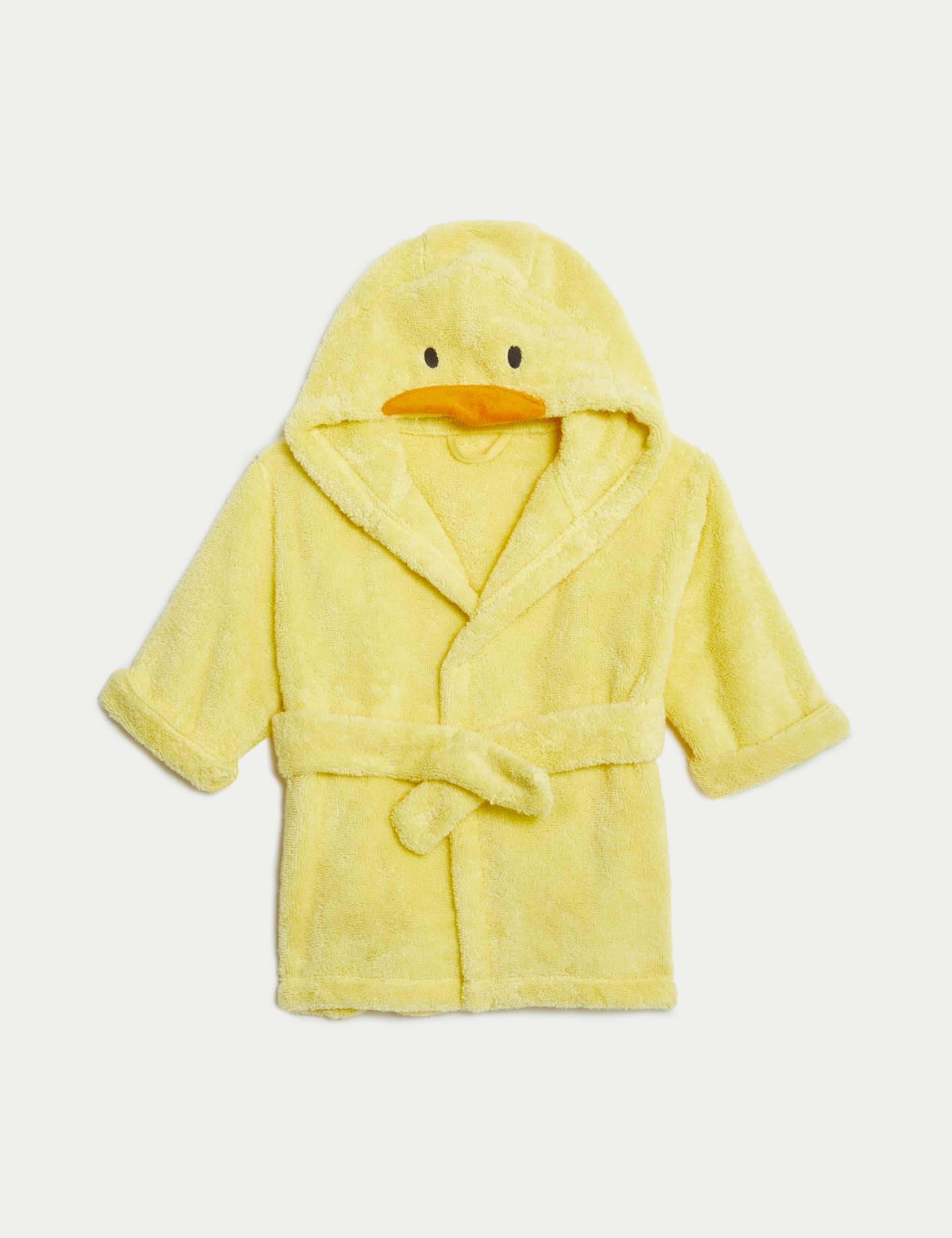 M&S Collection Pure Cotton Towelling Hooded Robe (0-3 Yrs) - 18-36 - Yellow Mix, Cream Mix,Camel,Yel